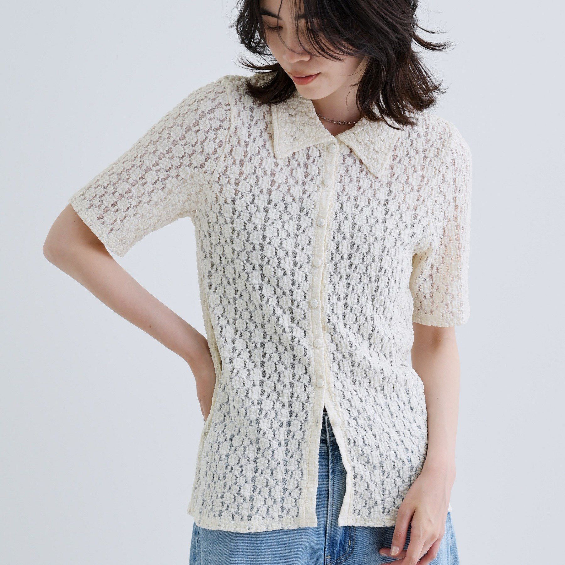 GALLEST「【一部店舗限定】カットレースポロ」|シャツ・ブラウス|