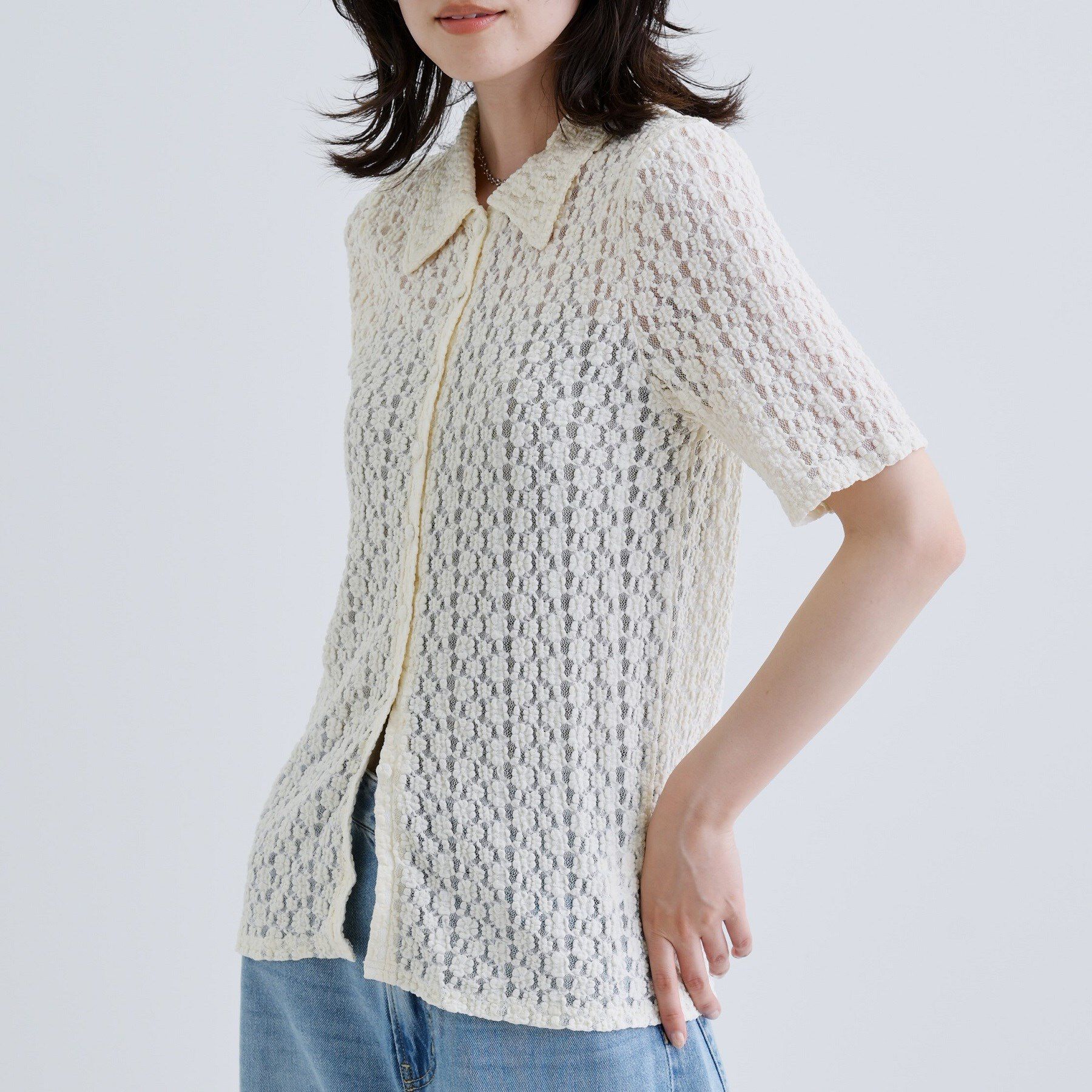 GALLEST「【一部店舗限定】カットレースポロ」|シャツ・ブラウス|