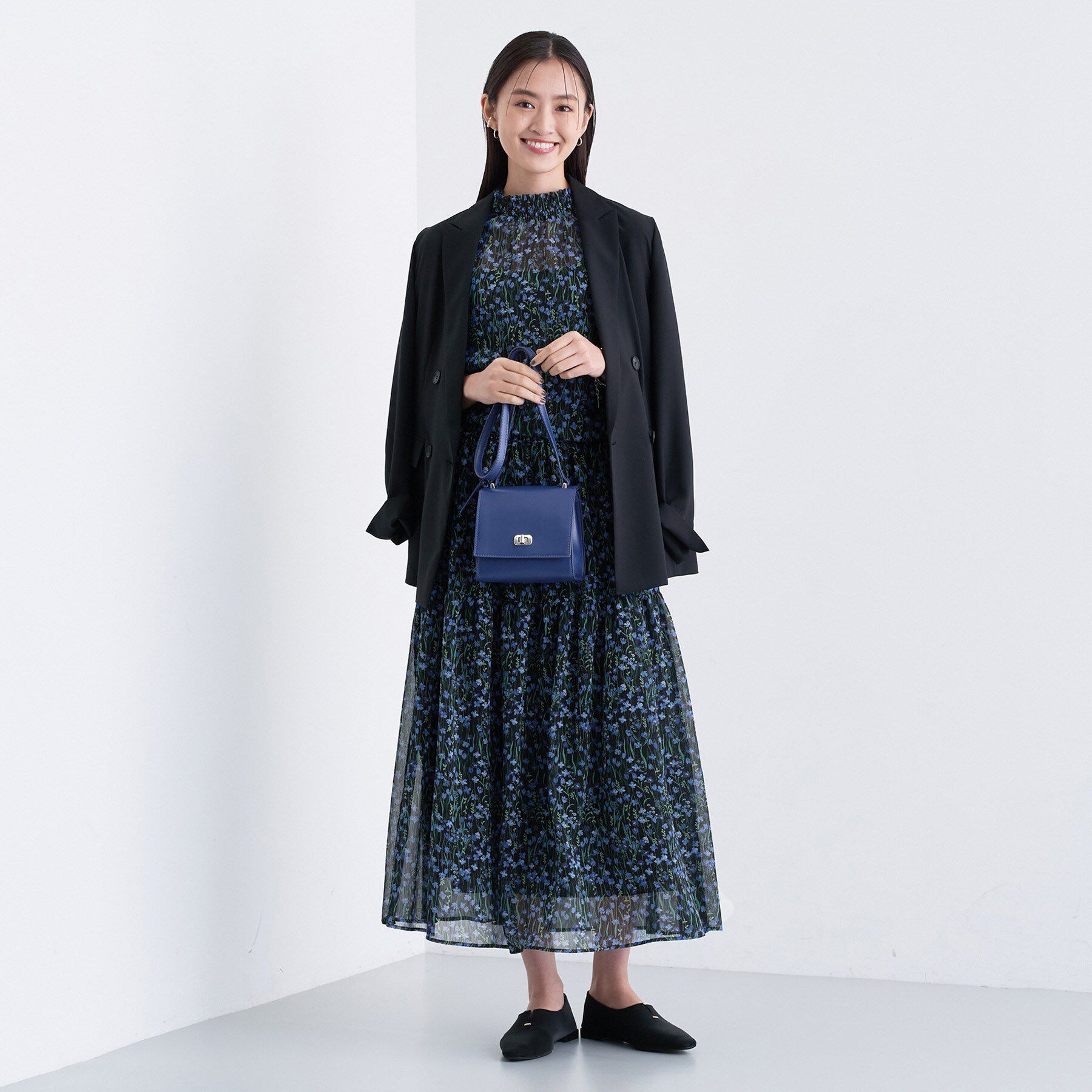 INDIVI「【秋映え柄/セットアップ可能】フラワーシフォンスカート」|スカート|