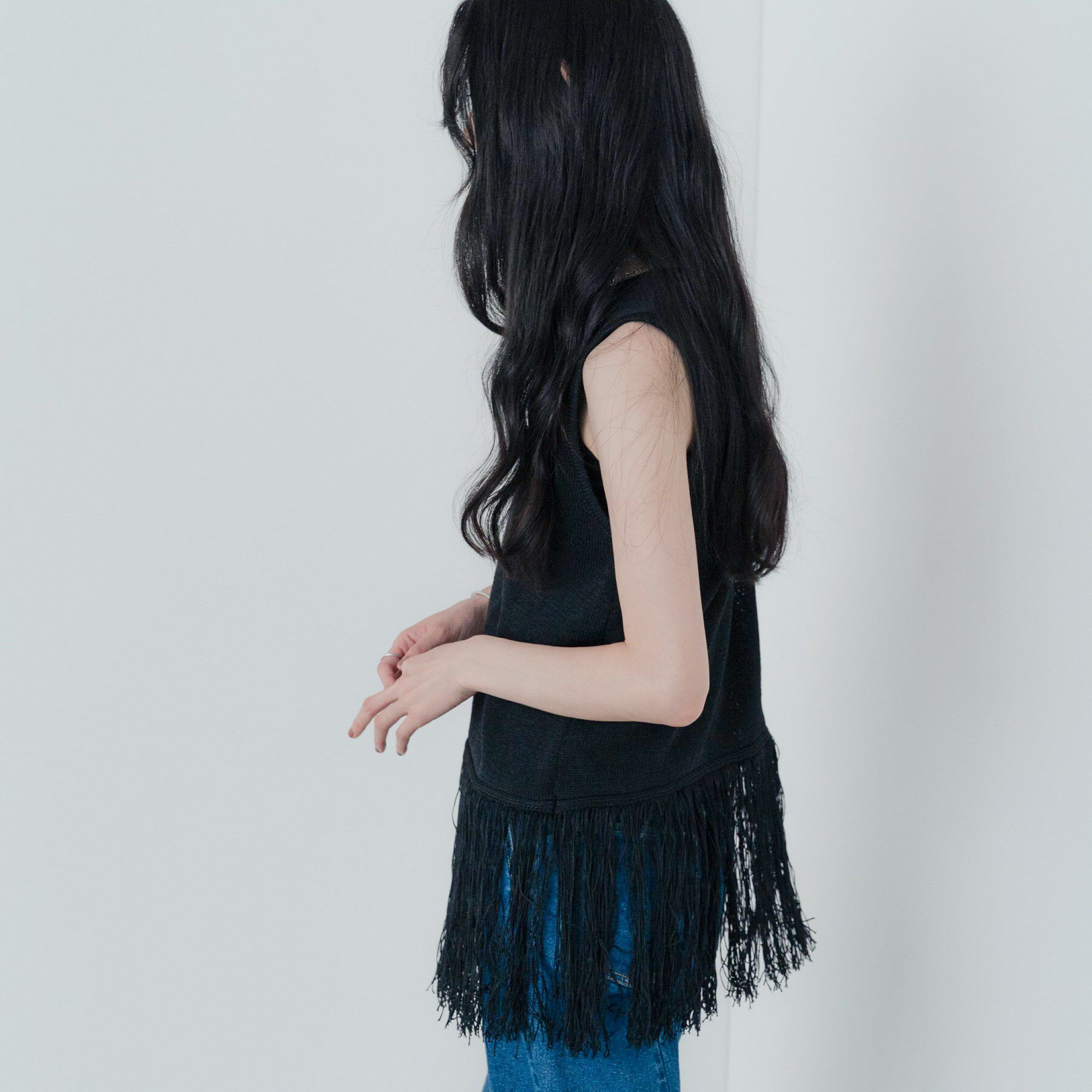 GALLEST「スリーブレスフリンジニット」|ニット・セーター|