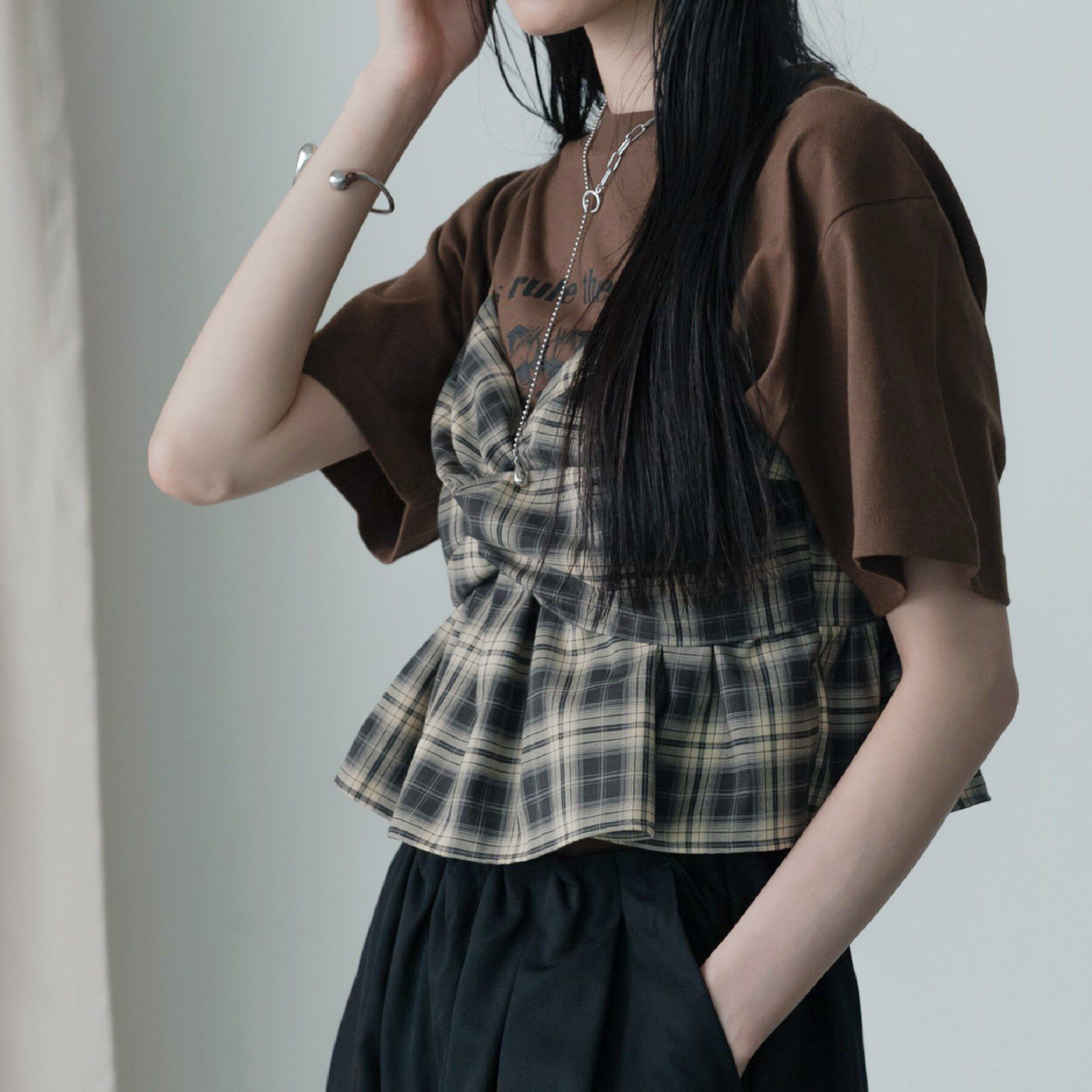 GALLEST「オンブレチェックビスチェ」|キャミソール|