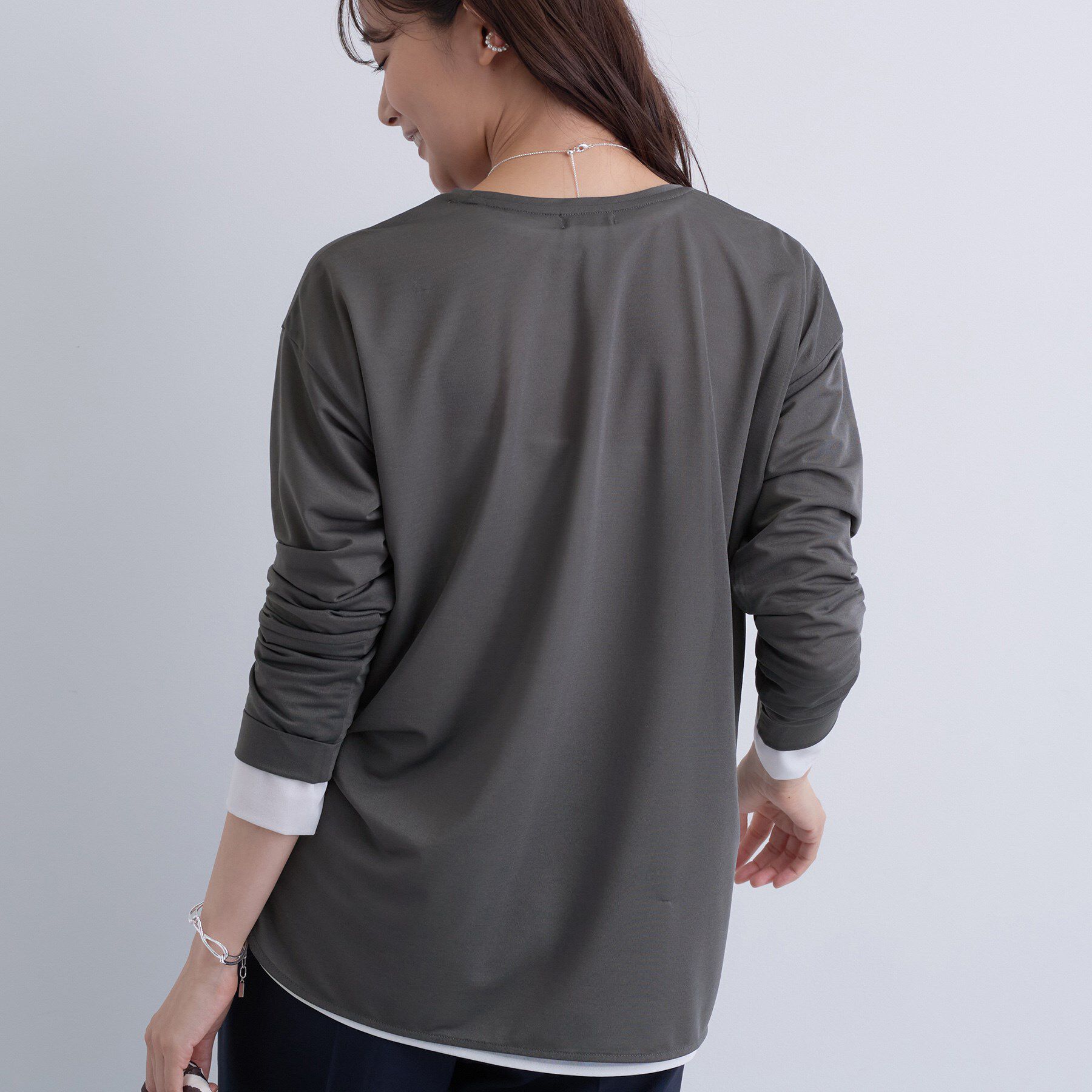 INDIVI「ストレッチシアーロングTシャツ」|Tシャツ・カットソー|