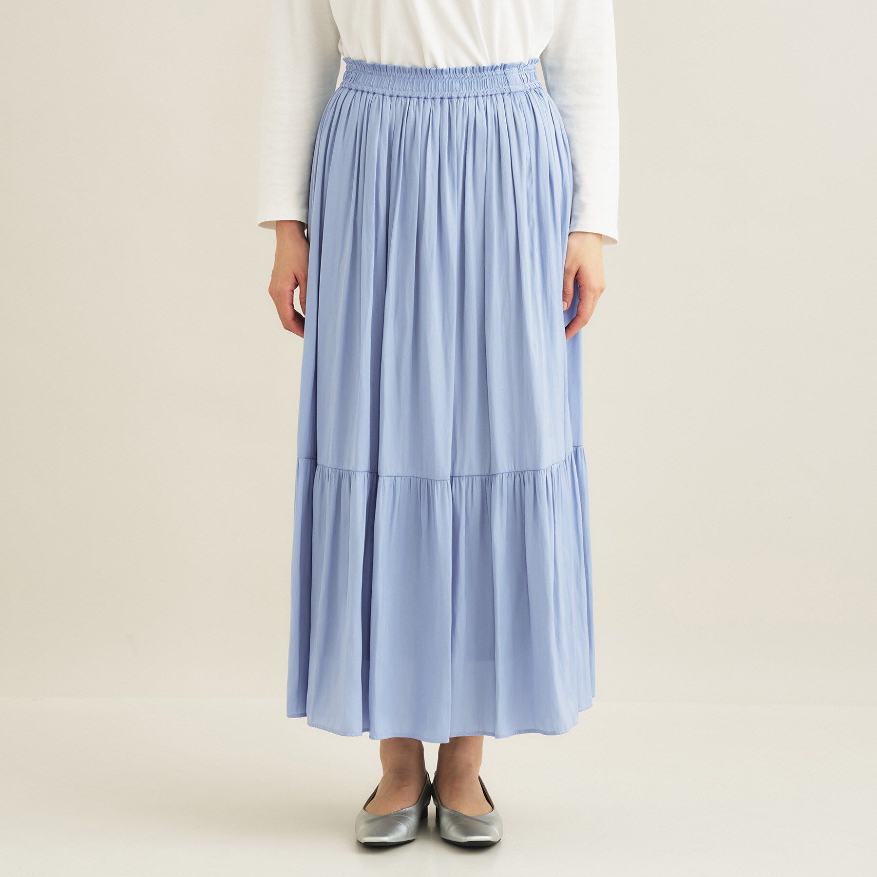 INDIVI「【洗える／丈調整可能】ギャザーフレアスカート」|スカート|