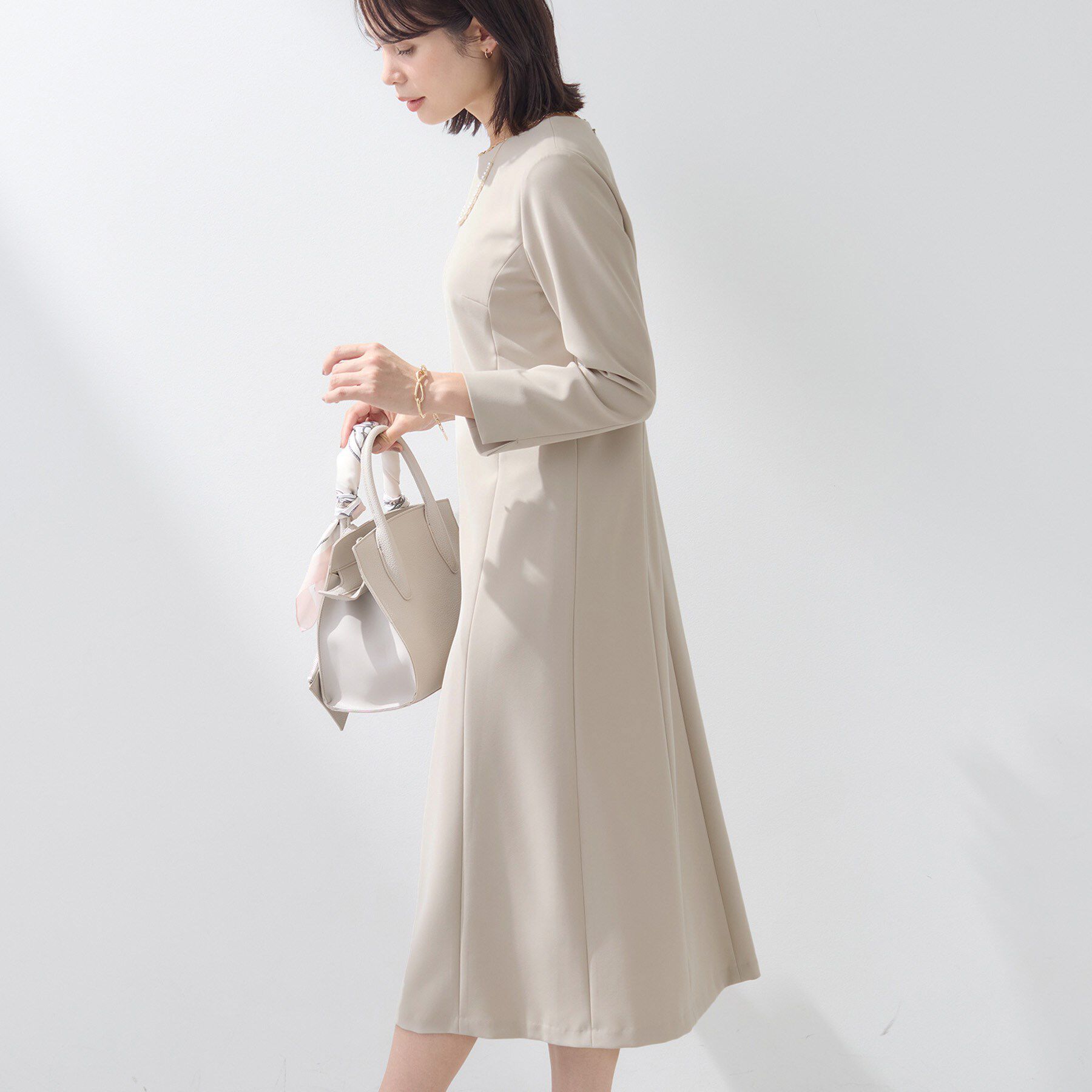 INDIVI「【上品光沢／SETUP可能】スタイルUPワンピース」|ワンピース|