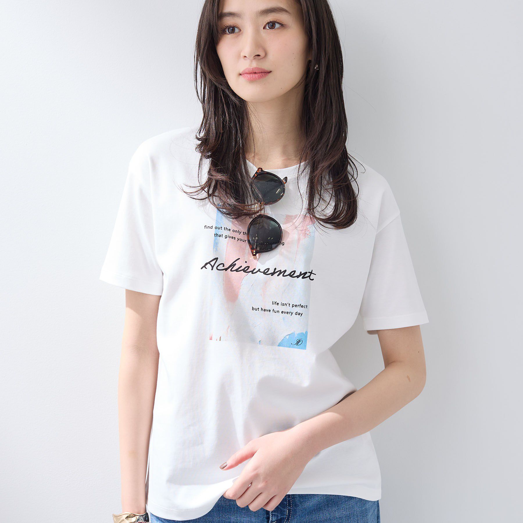 INDIVI「【UVケア／選べるグラフィック】スムースジャージTシャツ」|Tシャツ・カットソー|