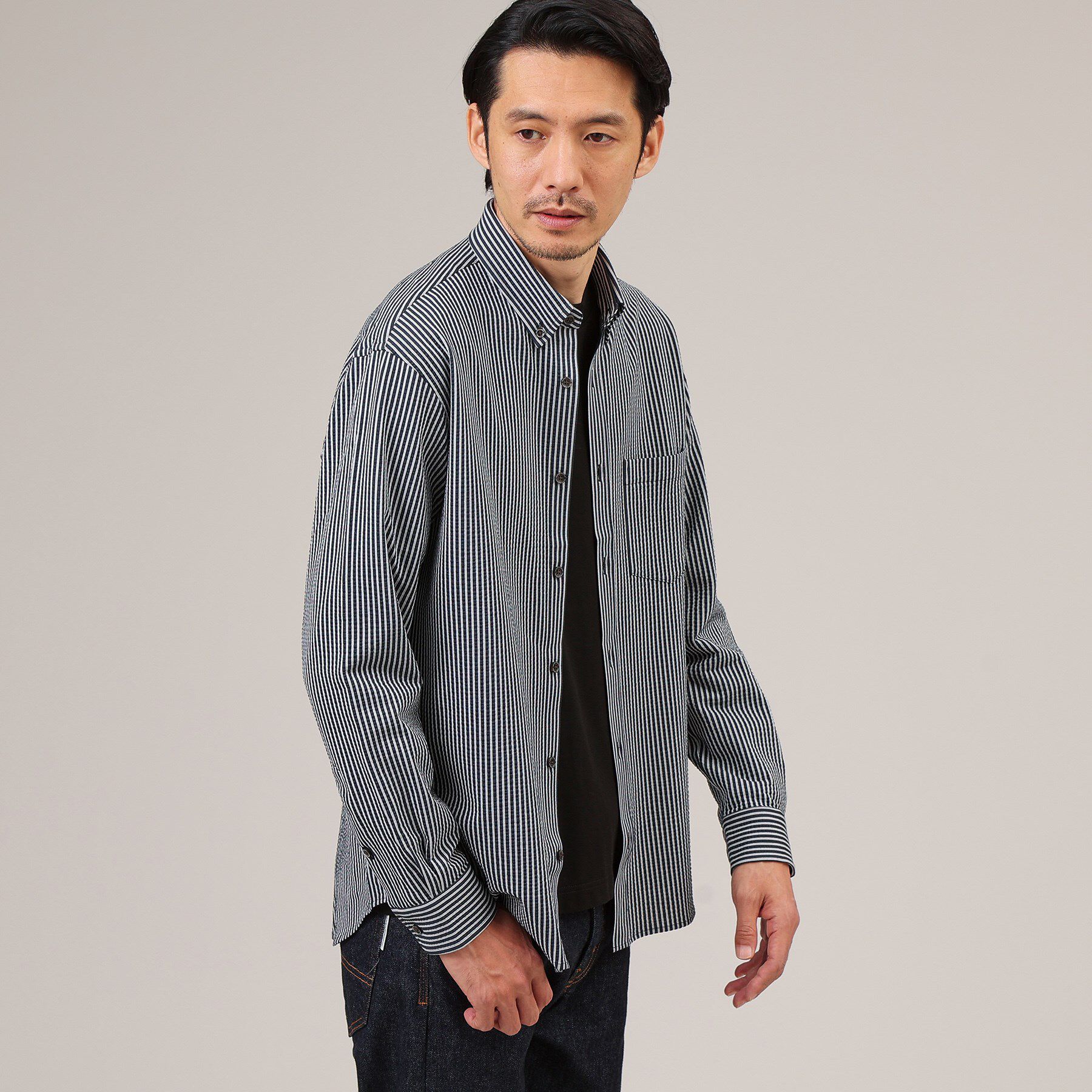 TAKEO KIKUCHI「【抗菌防臭/シーズンレス】シアサッカー ジャージシャツ」|シャツ・ブラウス|