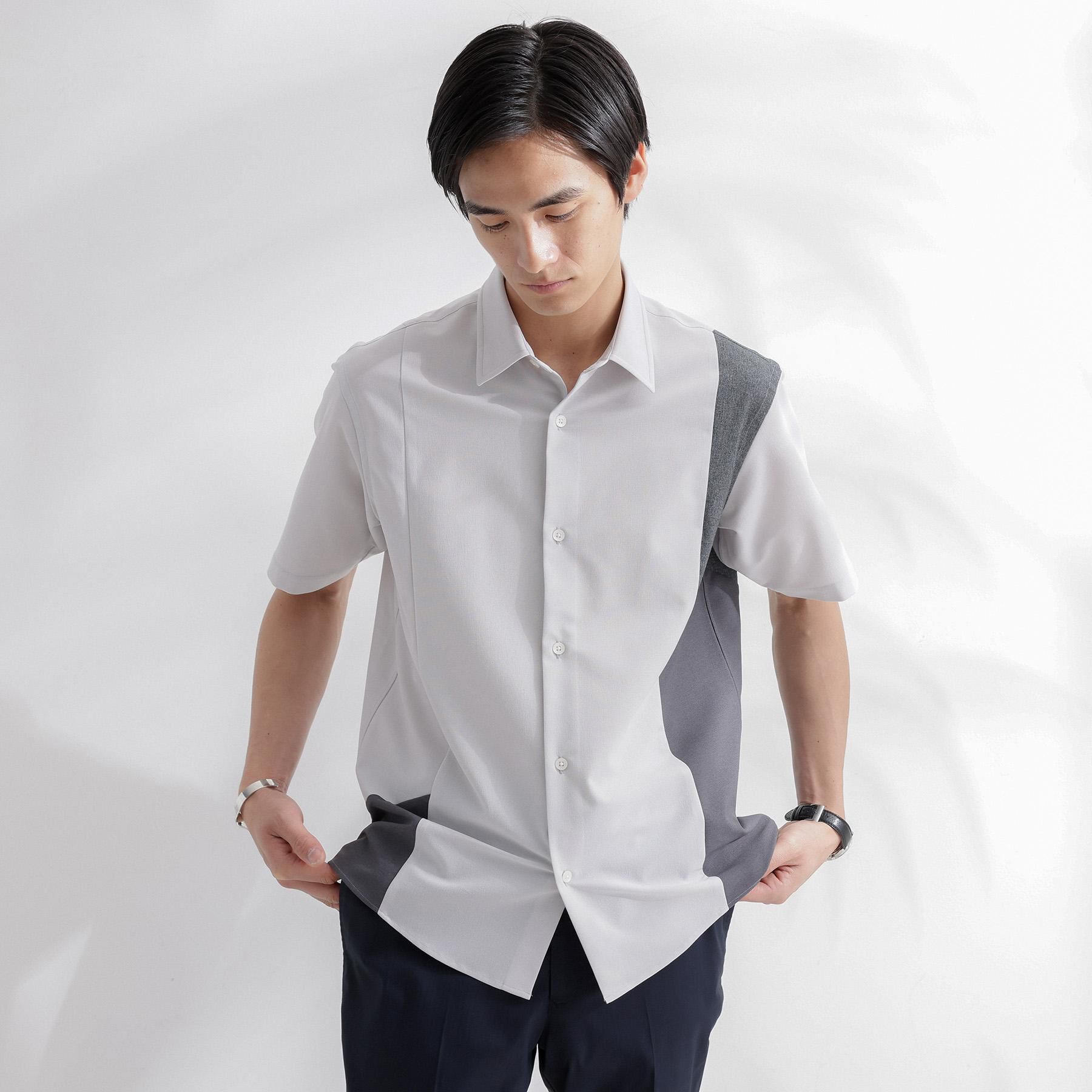 TAKEO KIKUCHI「サイド切り替え 半袖シャツ」|シャツ・ブラウス|