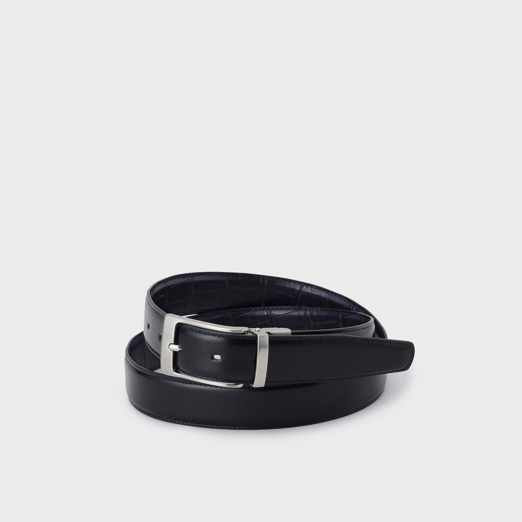 TAKEO KIKUCHI「クロコ型押しリバーシブルドレスベルト」|ベルト|ブラック(519)