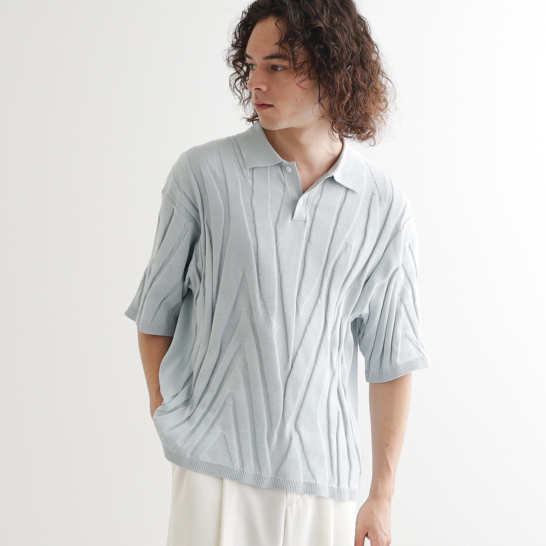 tk.TAKEO KIKUCHI「ジャカードニットポロ」|ニット・セーター|