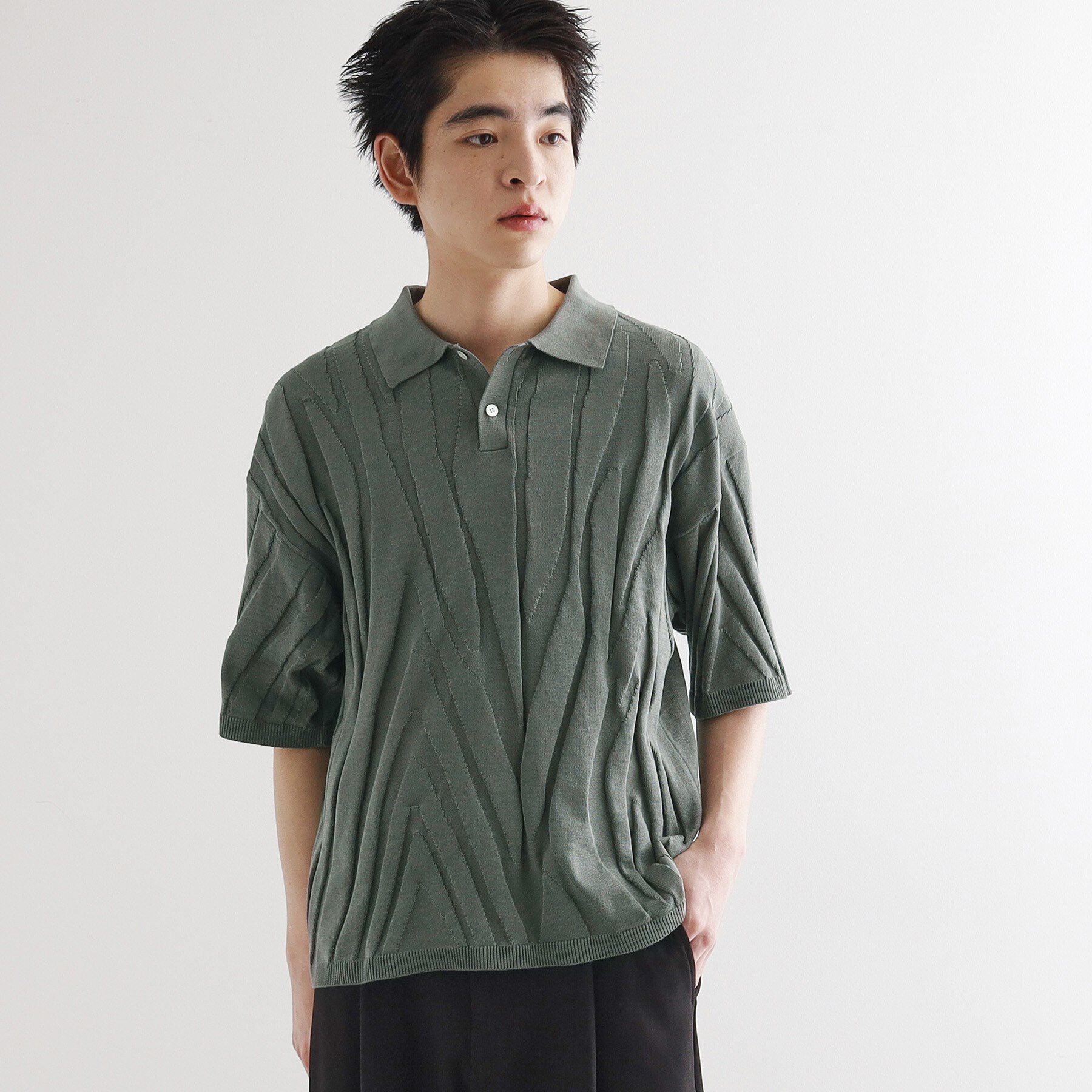 tk.TAKEO KIKUCHI「ジャカードニットポロ」|ニット・セーター|