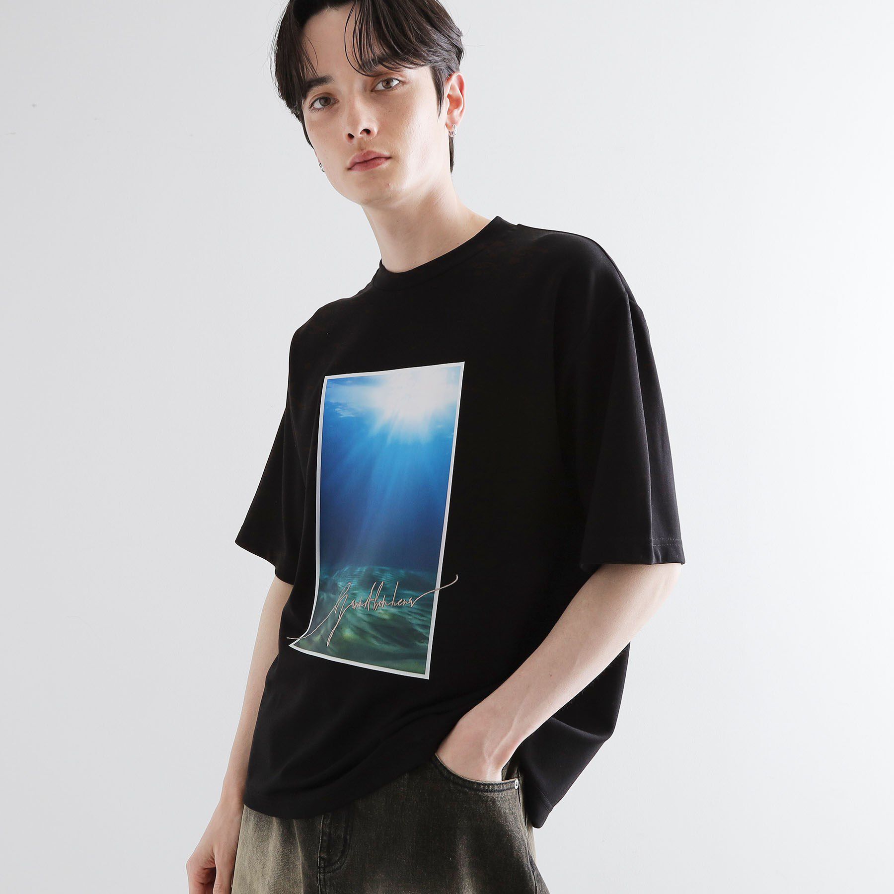 tk.TAKEO KIKUCHI「ハートグラフィックTシャツ」|Tシャツ・カットソー|ブラック(019)