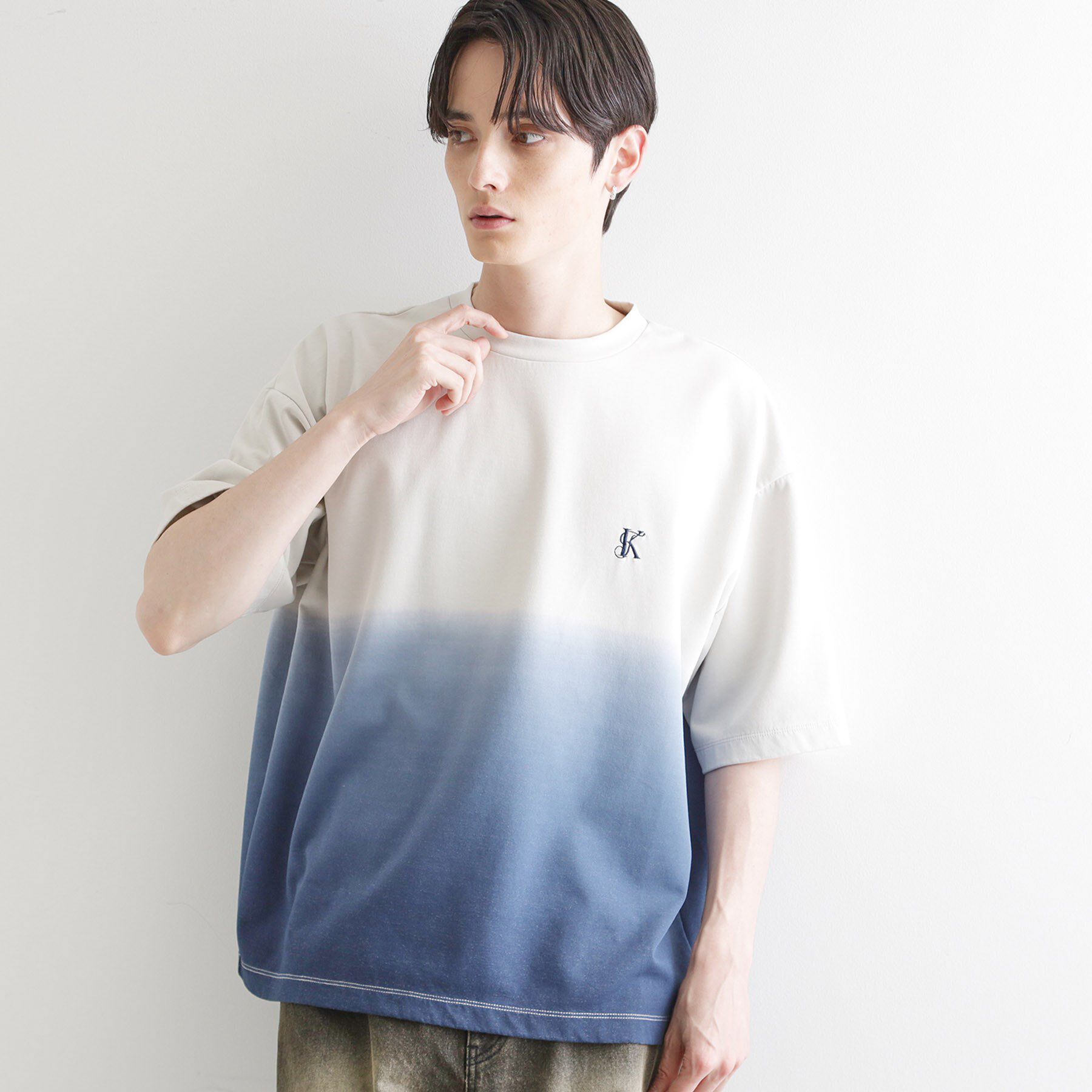 tk.TAKEO KIKUCHI「グラデーションダイ5分袖カットソー」|Tシャツ・カットソー|ライトグレー(011