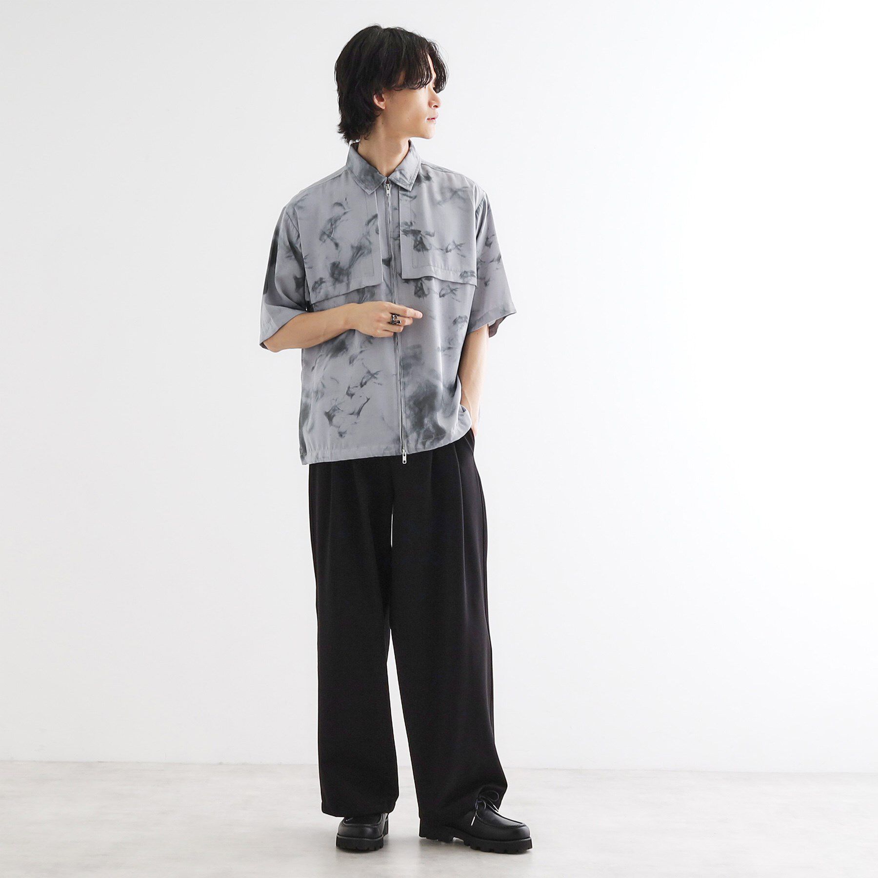 tk.TAKEO KIKUCHI「ブラープリントシャンブレーシャツアウター」|シャツ・ブラウス|