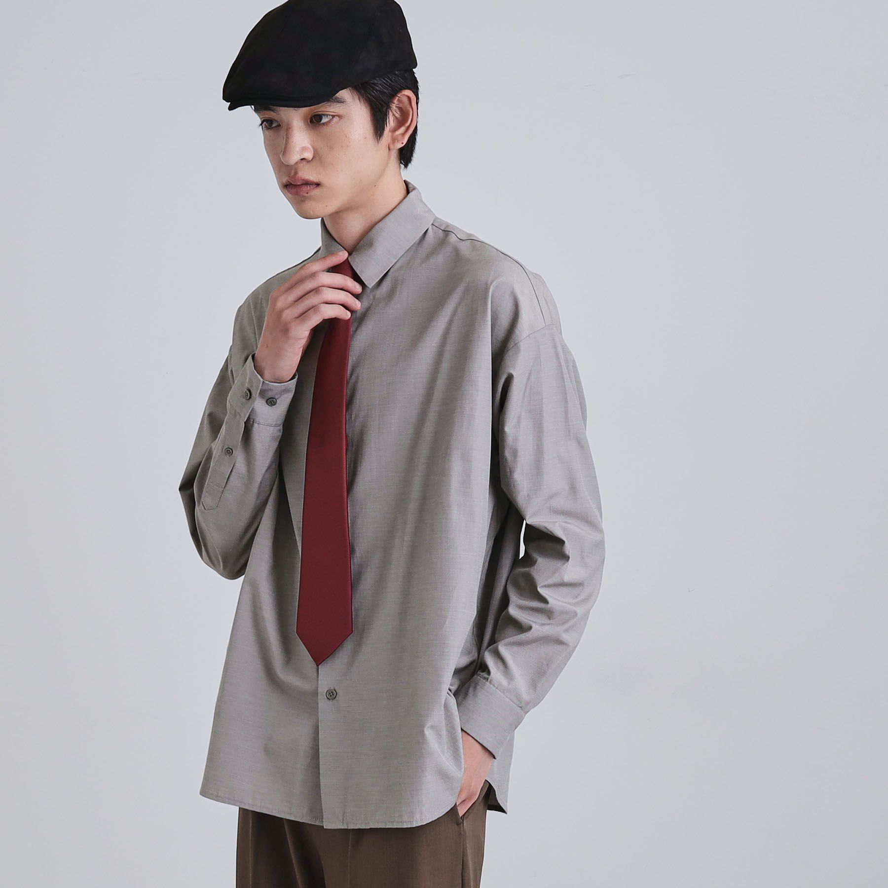 tk.TAKEO KIKUCHI「【ネクタイ付き】グランパシャツ」|シャツ・ブラウス|グレー(012)