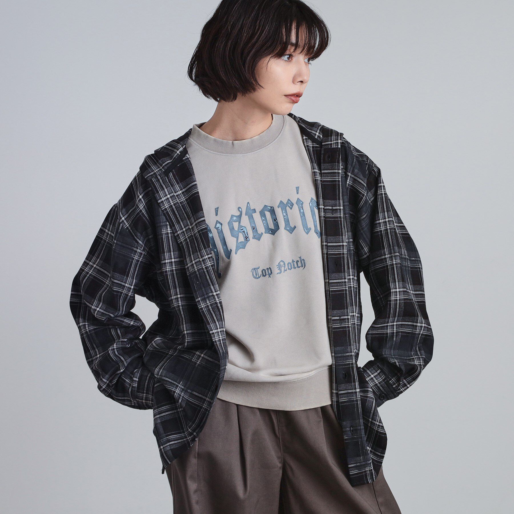 tk.TAKEO KIKUCHI「ヴィンテージフードチェックシャツ」|シャツ・ブラウス|