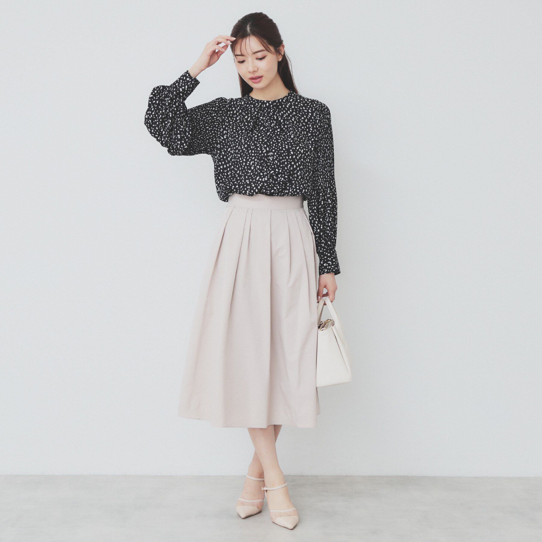 index「ボウタイプリーツスリーブ柄アソートブラウス【洗濯機可・イージーアイロン】」|シャツ・ブラウス|