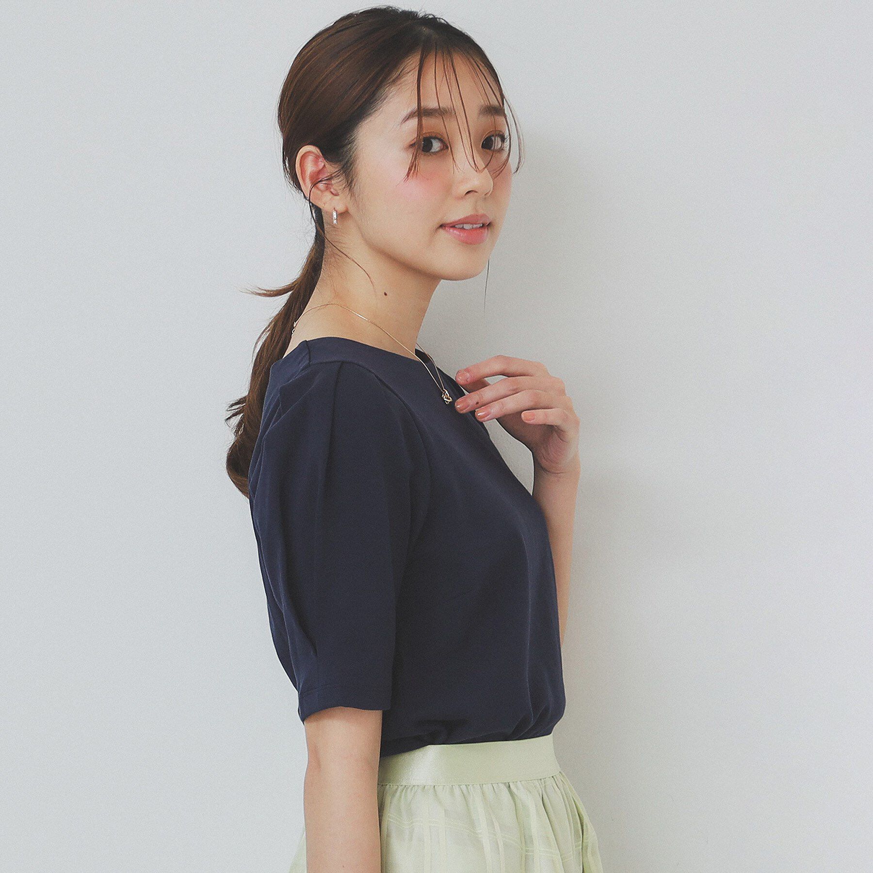 index「《10色展開/XS-LLサイズ》コットンスムースタックスリーブトップス【UV/接触冷感/洗濯機洗い可」|Tシャツ・カットソー|