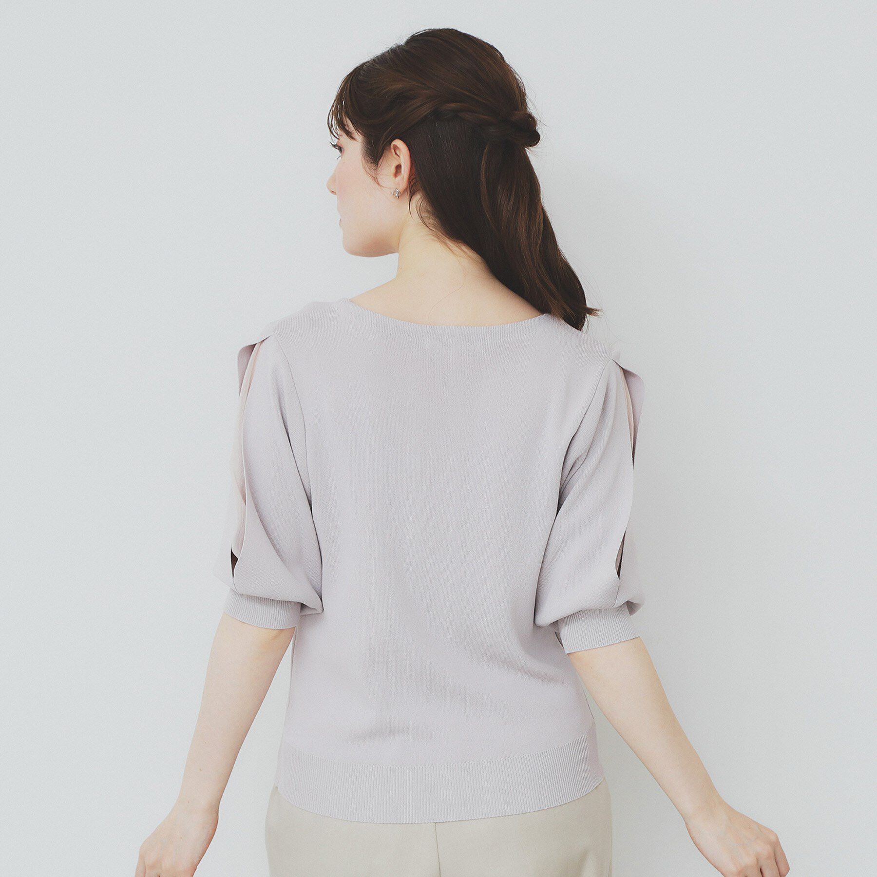 index「《6色展開/XS-LLサイズ》ドライタッチ デザインスリーブニット【洗濯機洗い可/接触冷感/抗ピル】」|ニット・セーター|