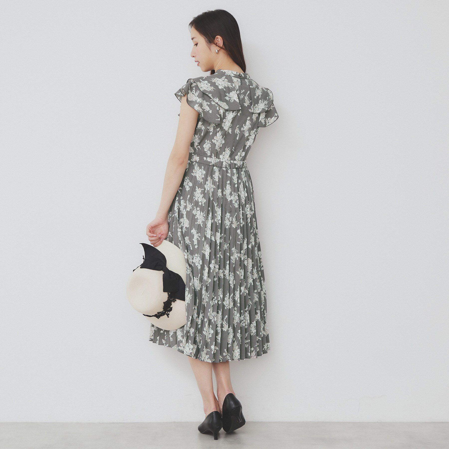 index「《美人百花掲載》フリルプリーツ花柄ワンピース【洗濯機洗い可/イージーアイロン/防シワ】」|ワンピース|