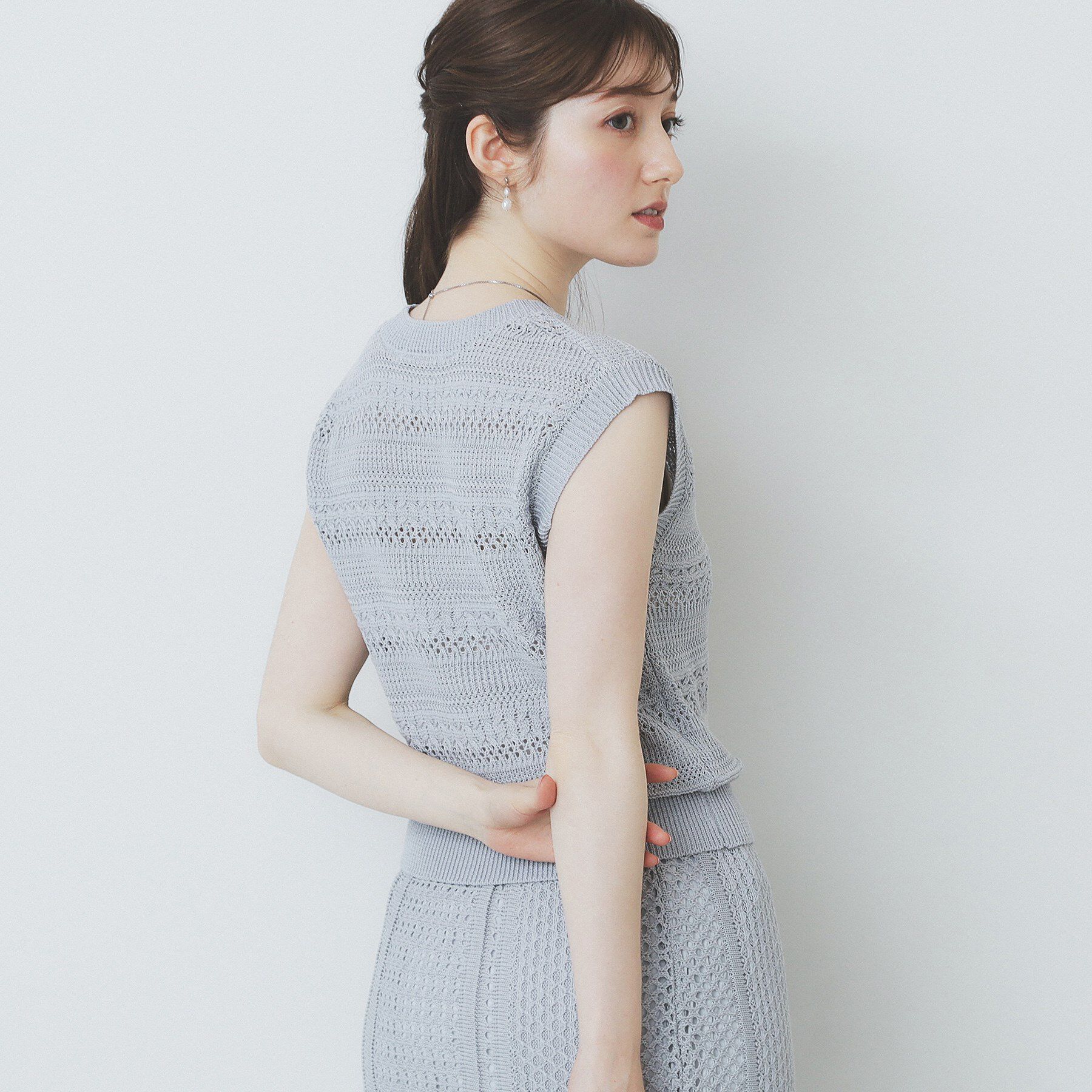 index「透かし編みノースリーブニット/セットアップ対応【洗濯機洗い可】」|ニット・セーター|
