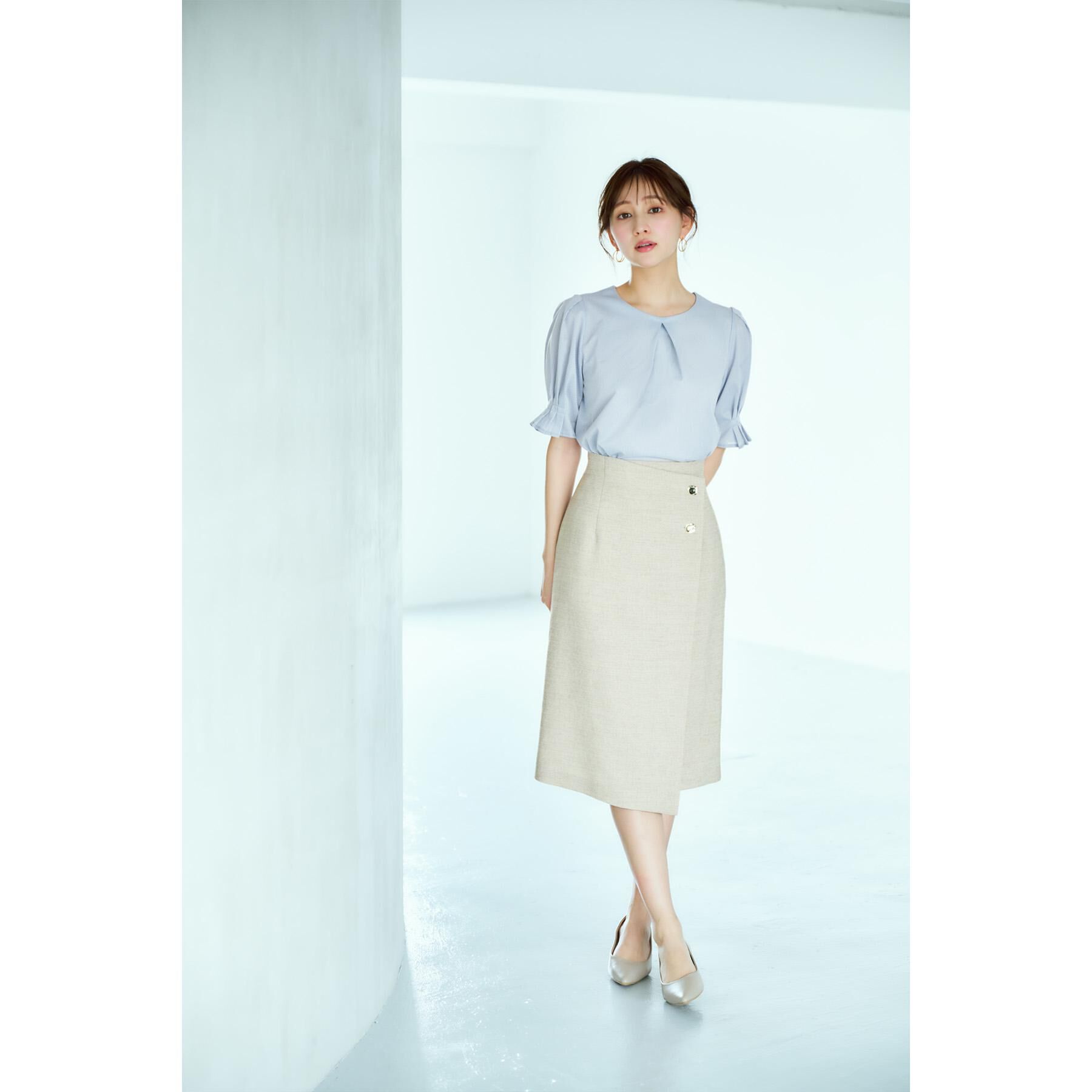 index「ストライプジャージタックスリーブトップス【吸水速乾/洗濯機洗い可】」|Tシャツ・カットソー|