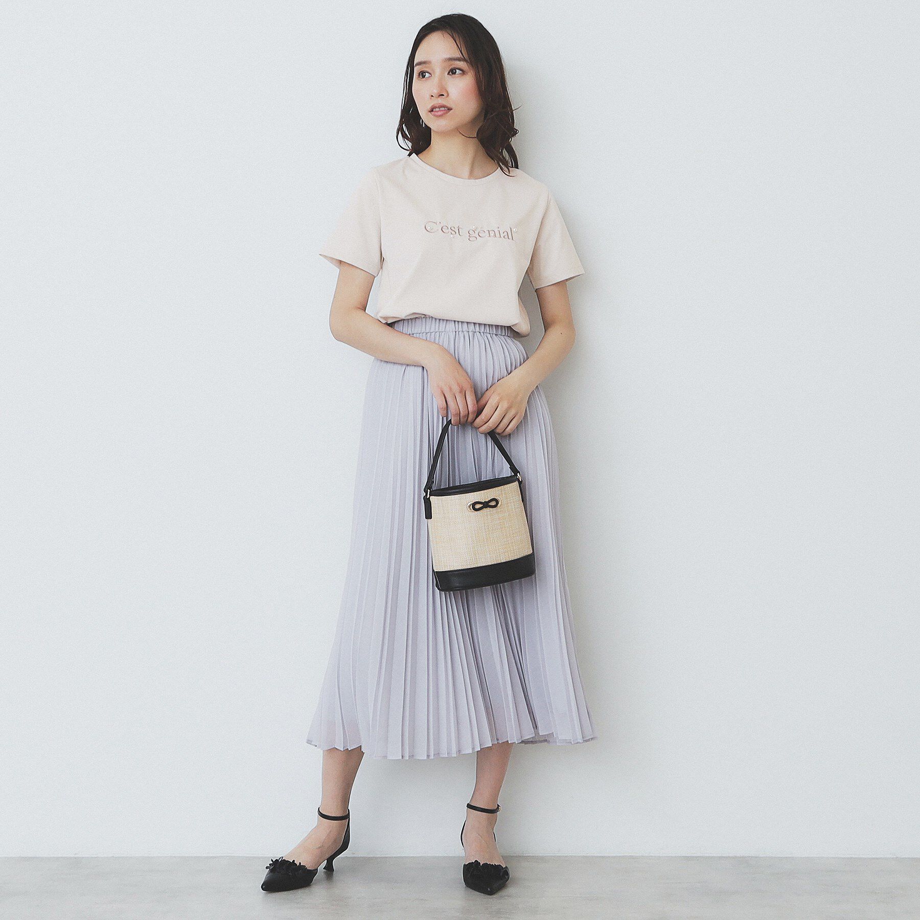 index「パール調刺繍ロゴTシャツ【汗ジミ防止/吸水速乾/接触冷感/UVケア/洗濯機洗い可】」|Tシャツ・カットソー|