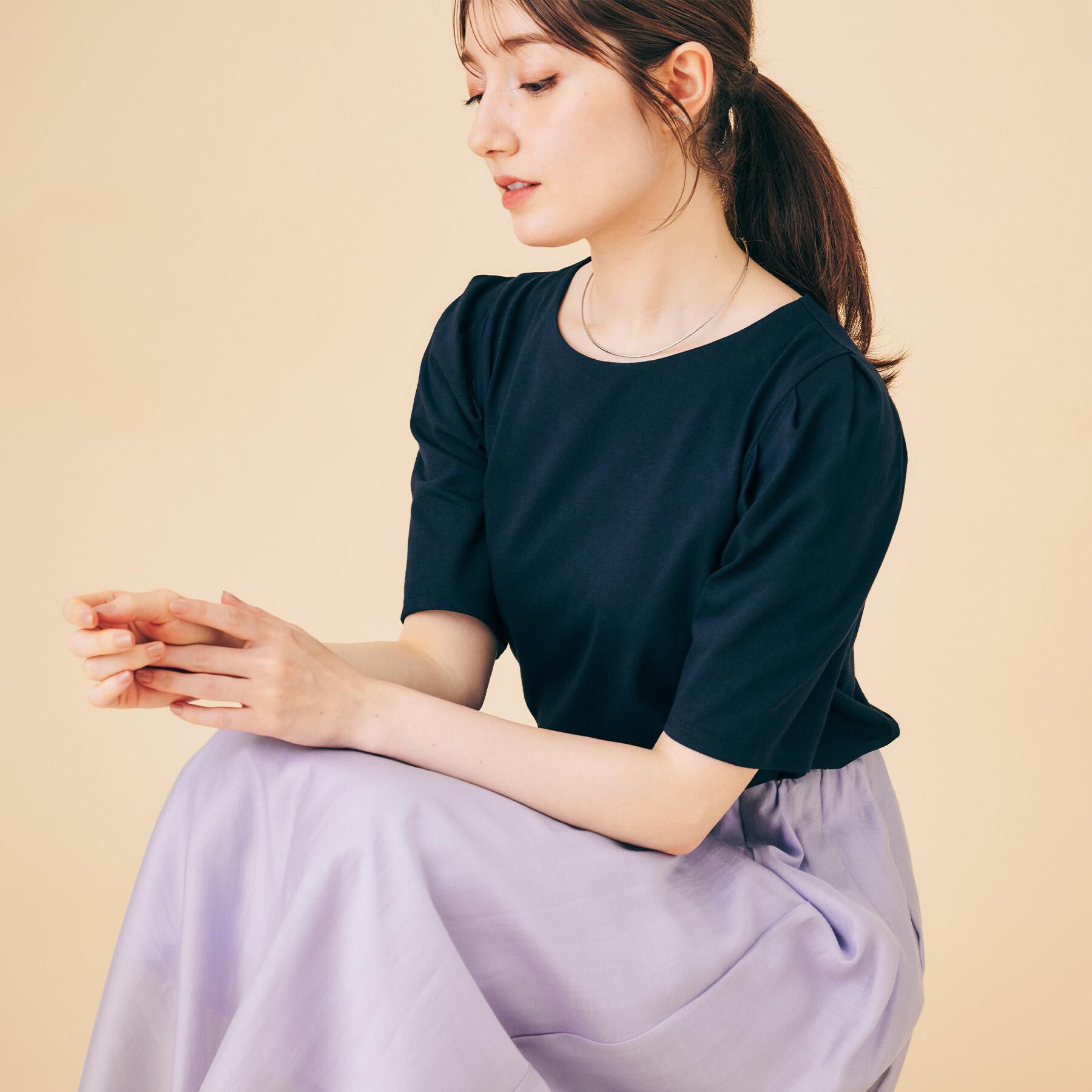 index「《7色展開/XS-LLサイズ》多機能タックスリーブトップス【汗ジミ防止/吸水速乾/接触冷感/UVケア」|Tシャツ・カットソー|