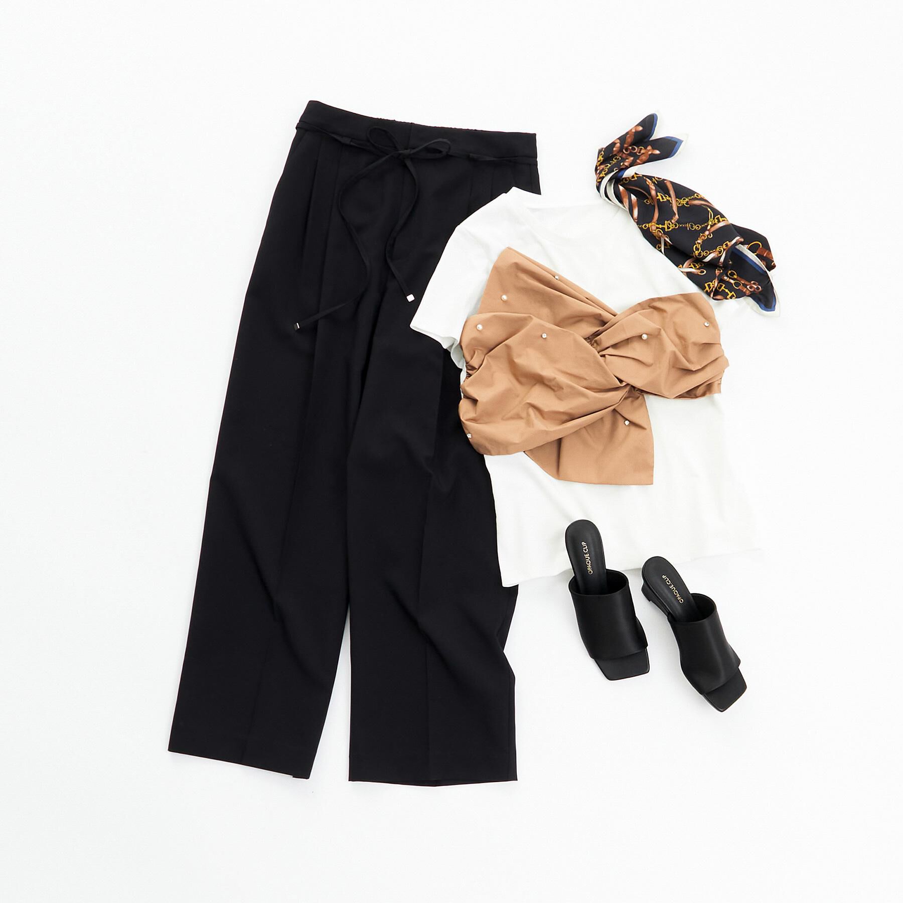 index「パール調アシメドッキングTシャツ【洗える/接触冷感】」|Tシャツ・カットソー|