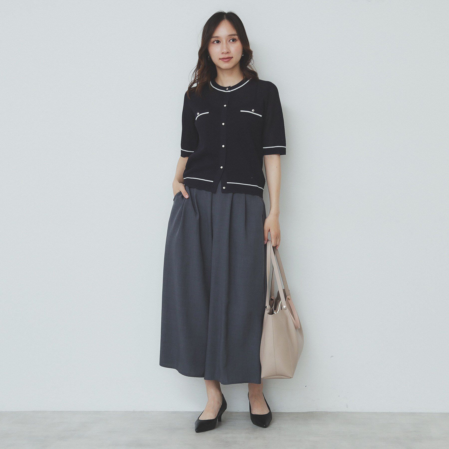 index「バイカラー半袖カーディガン【洗える/抗ピル】」|カーディガン|