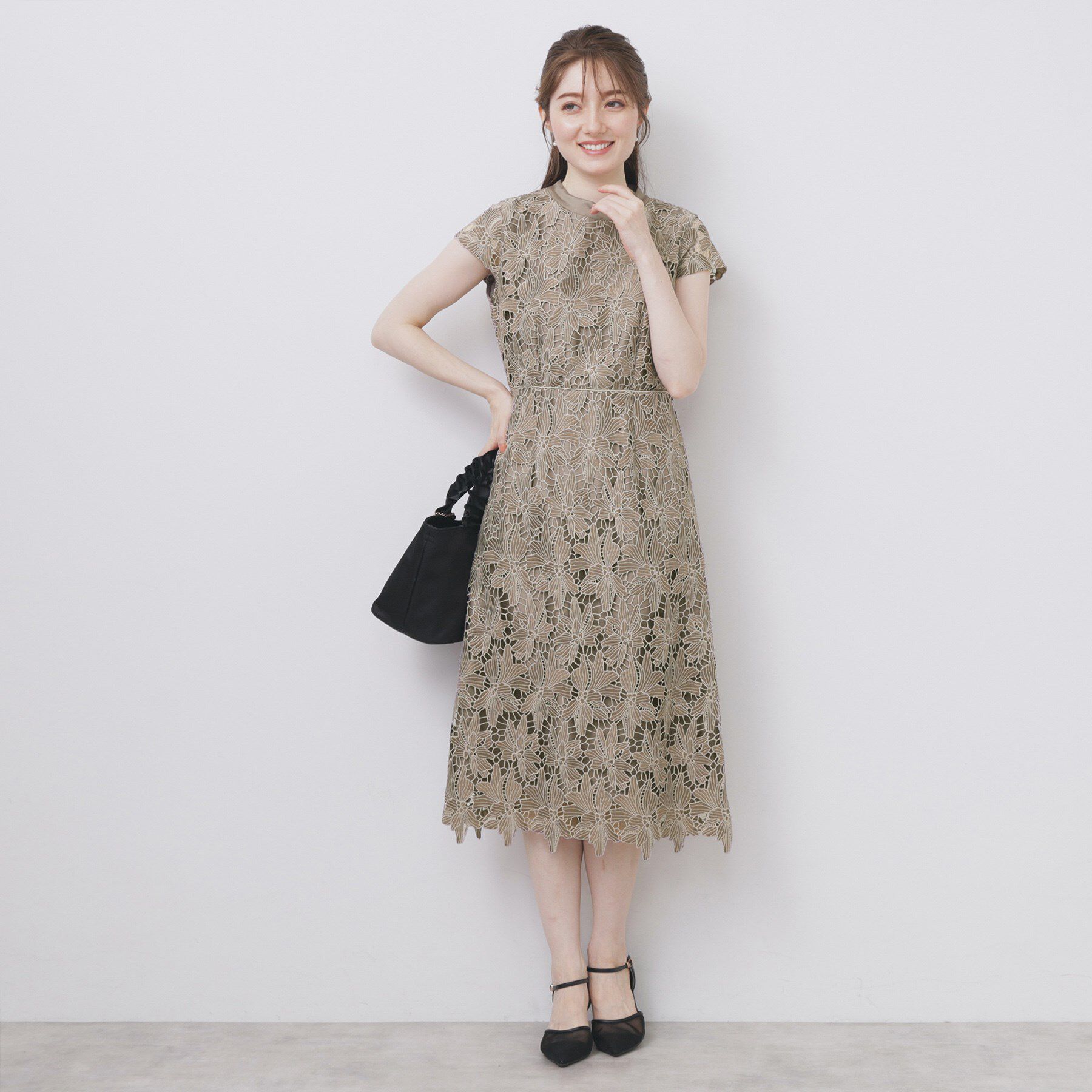 index「バイカラーレースワンピース【洗濯機洗い可】」|ワンピース|