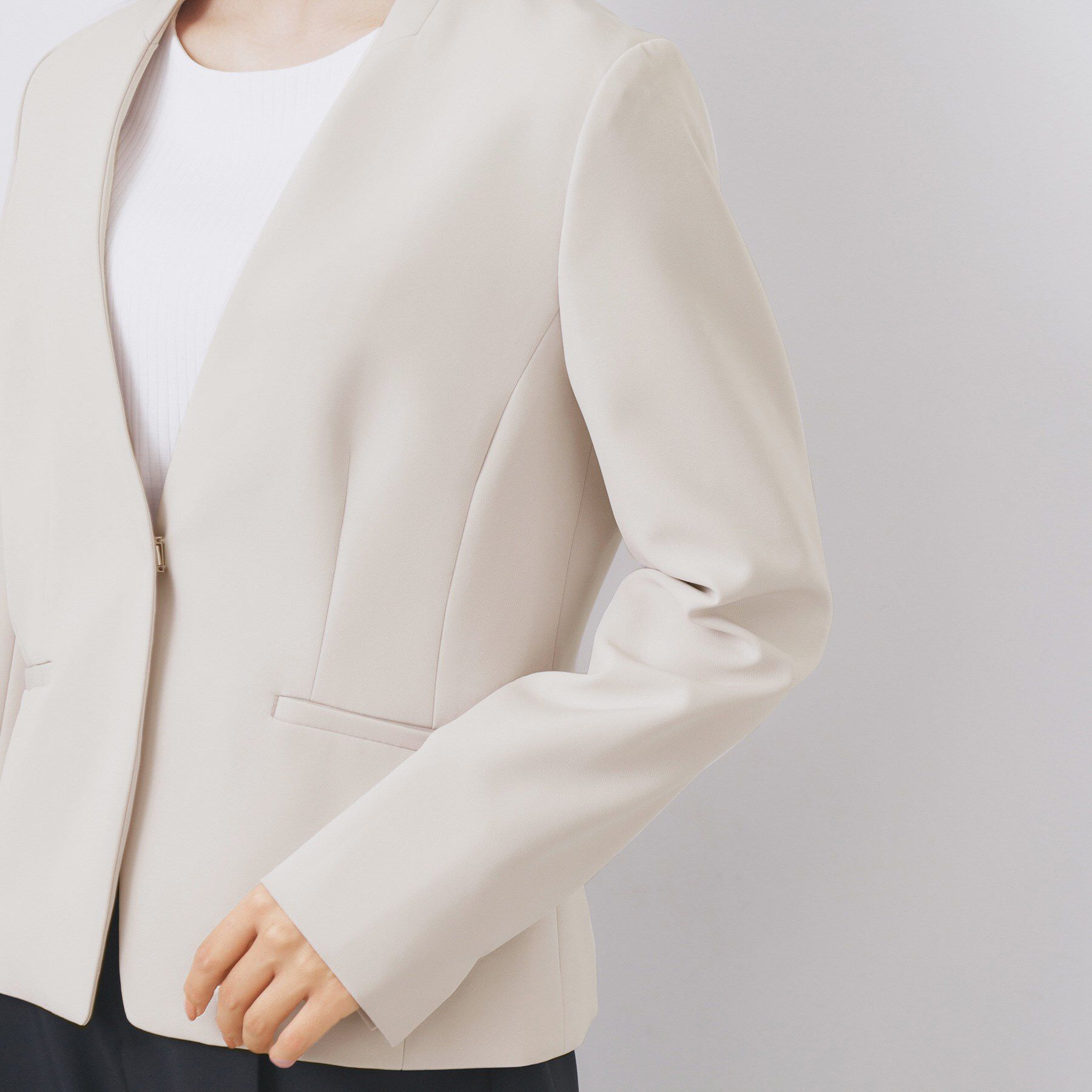 index「ストレッチノーカラージャケット/セットアップ対応【洗濯機洗い可/イージーアイロン/防シワ】」|ノーカラージャケット|