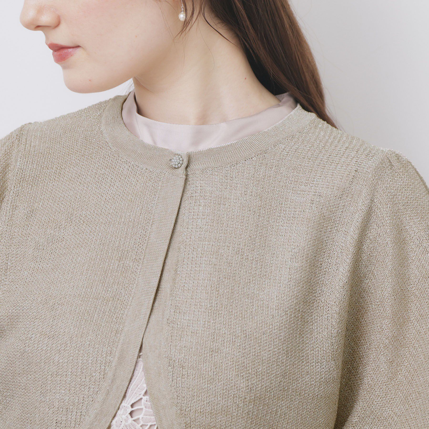 index「ビジュー釦ラメボレロカーディガン【洗濯機OK/抗ピル】」|カーディガン|