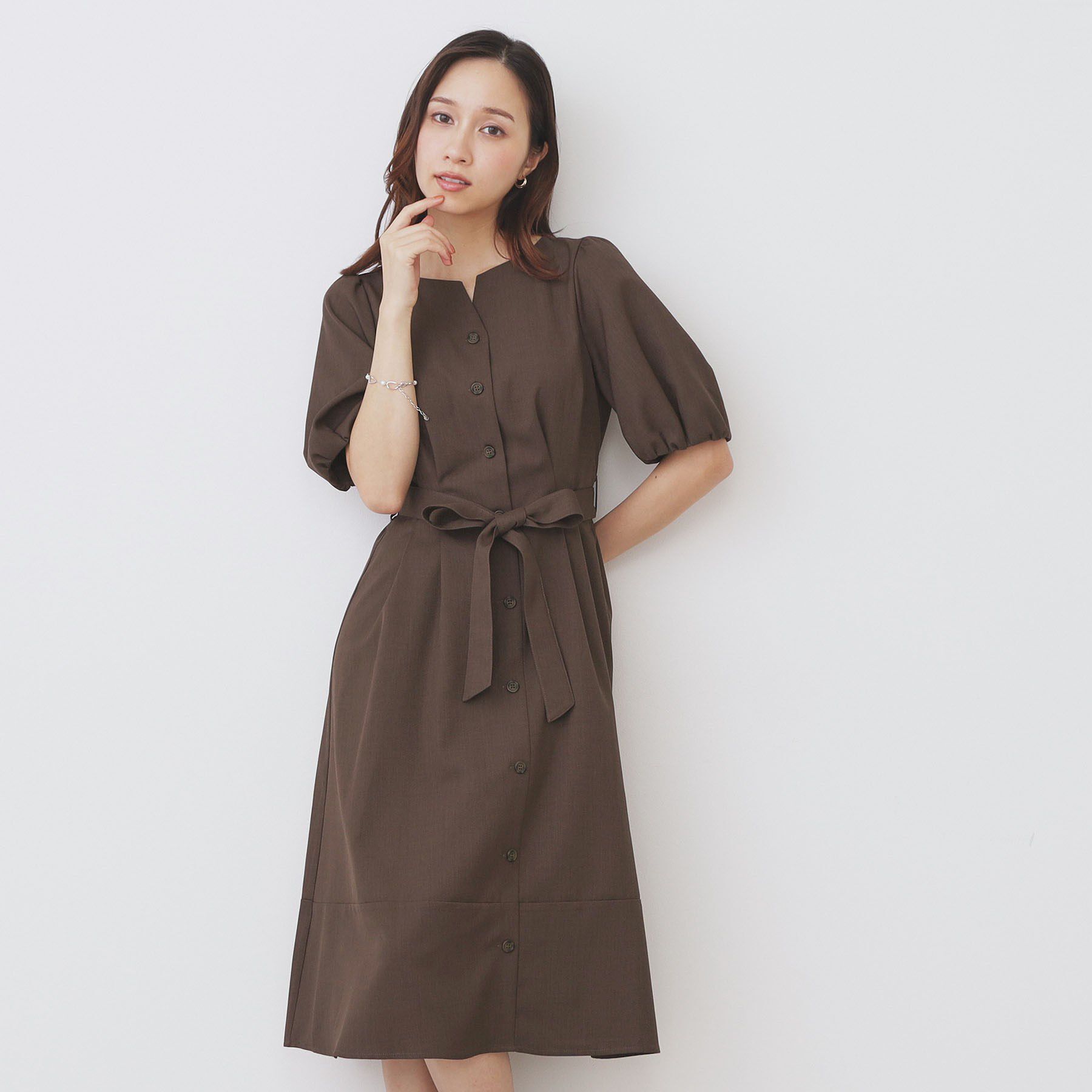 index「タックパフスリーブワンピース【洗濯機洗い可/イージーアイロン】」|ワンピース|