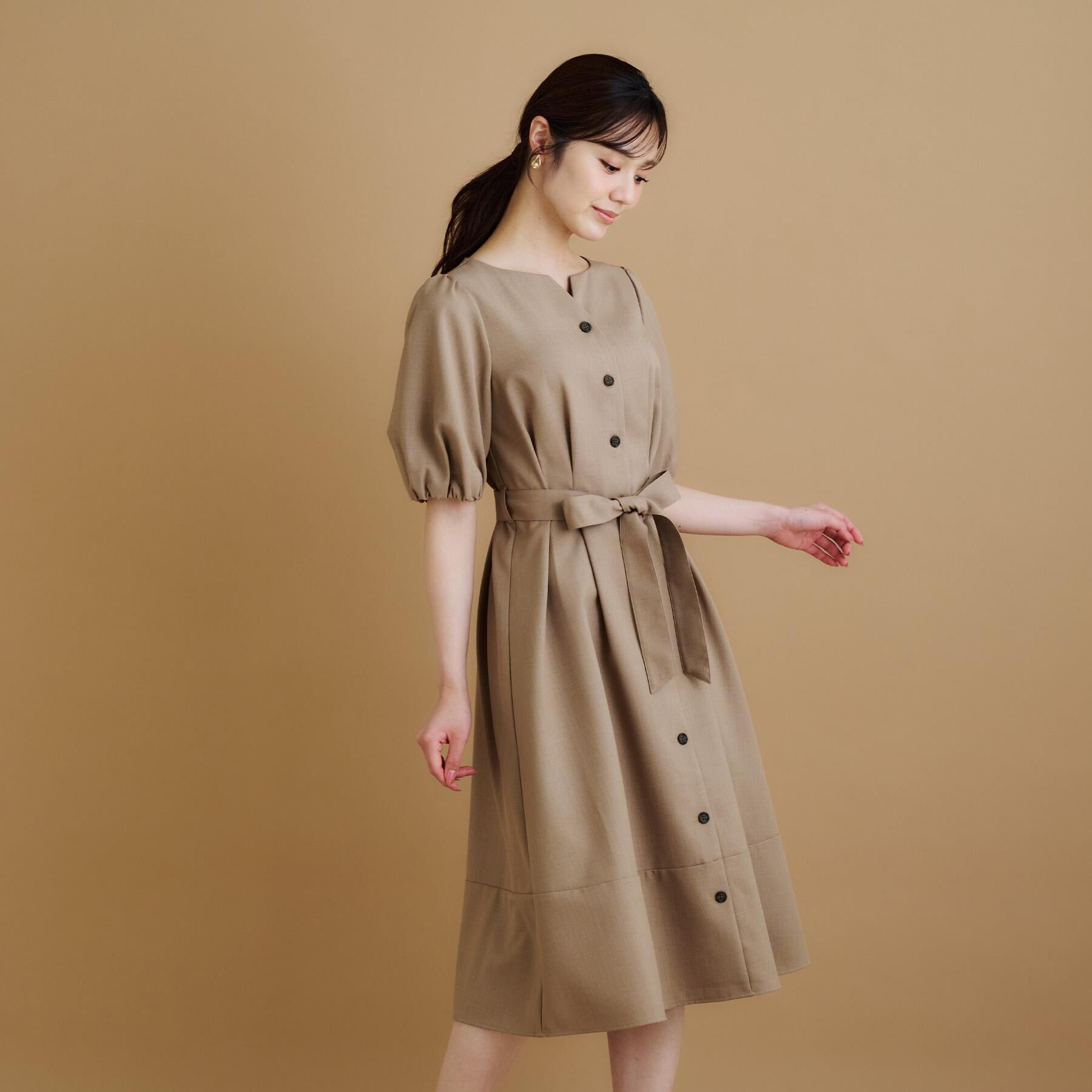 index「タックパフスリーブワンピース【洗濯機洗い可/イージーアイロン】」|ワンピース|