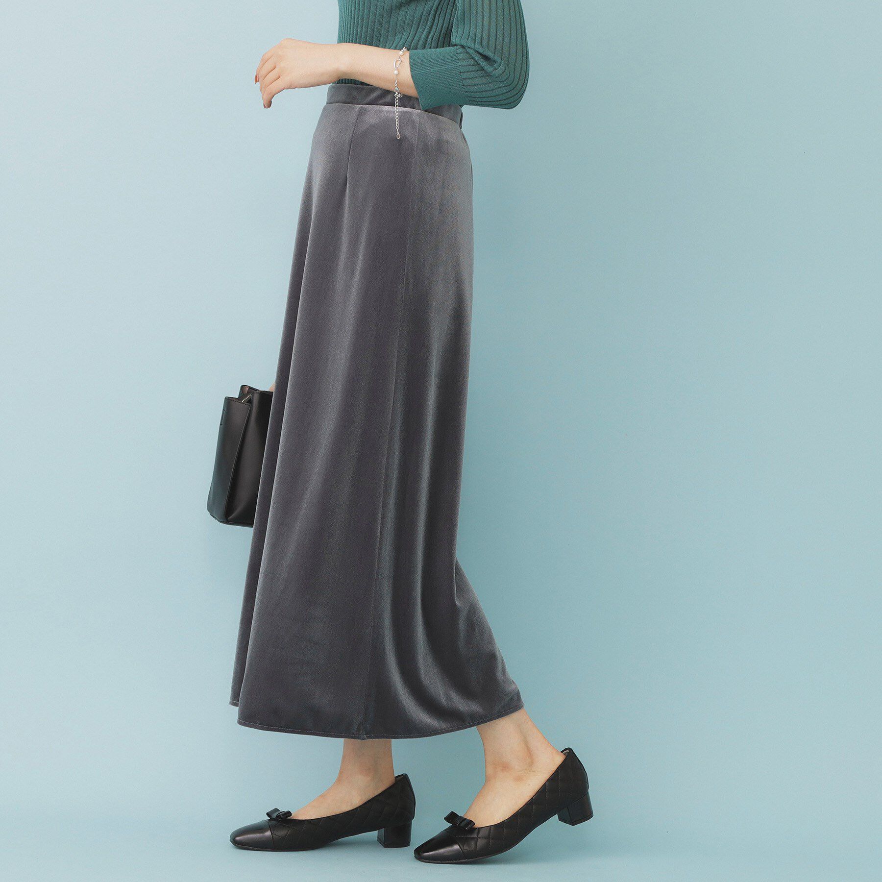 index「ベロアジャージナロースカート【洗濯機洗い可】」|スカート|