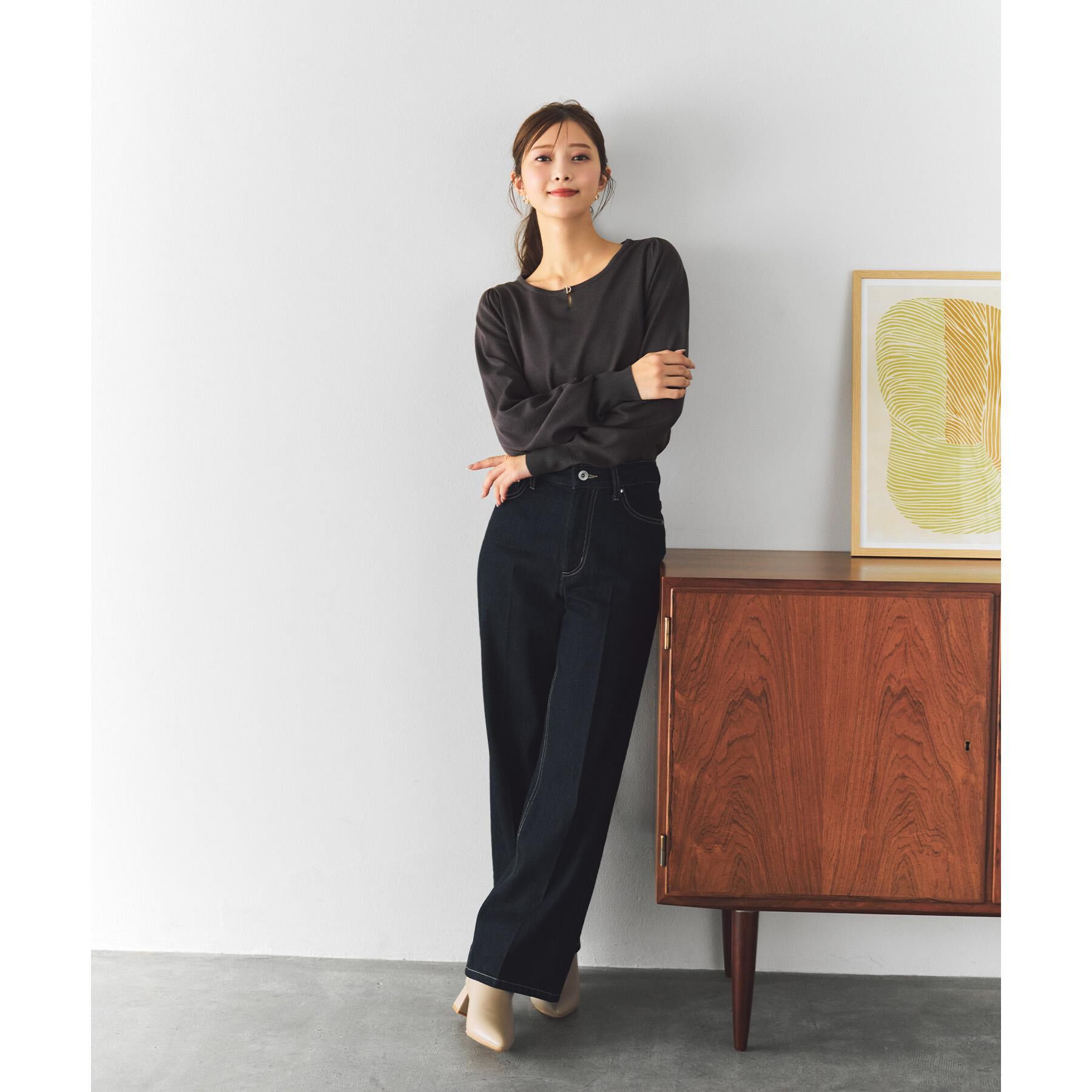 index「パール調パーツ付きクルーネックニット【洗濯機OK】《8col/XS～3L》」|ニット・セーター|