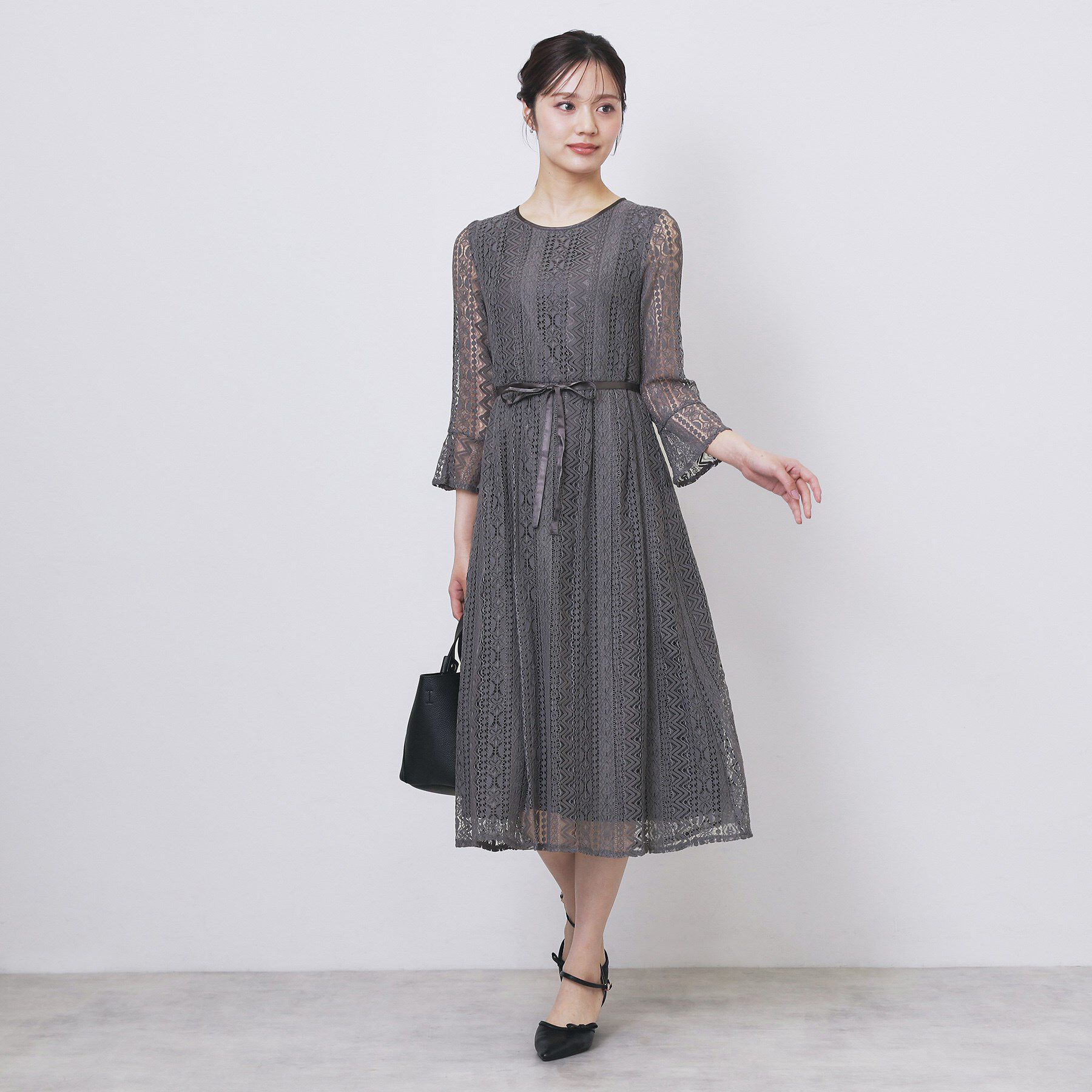 index「幾何ラインレースワンピース【洗濯機OK】」|ワンピース|