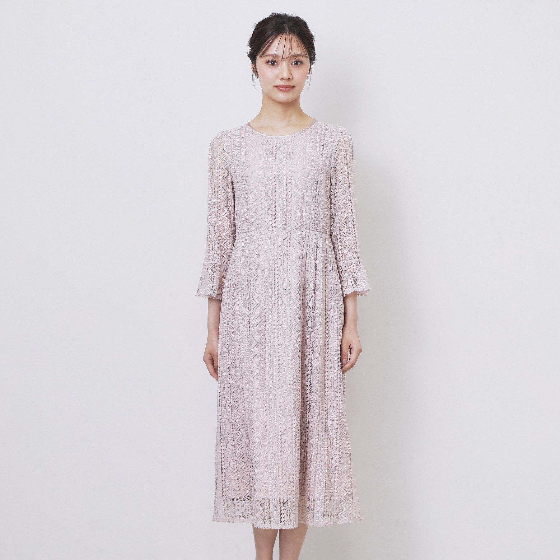 index「幾何ラインレースワンピース【洗濯機OK】」|ワンピース|