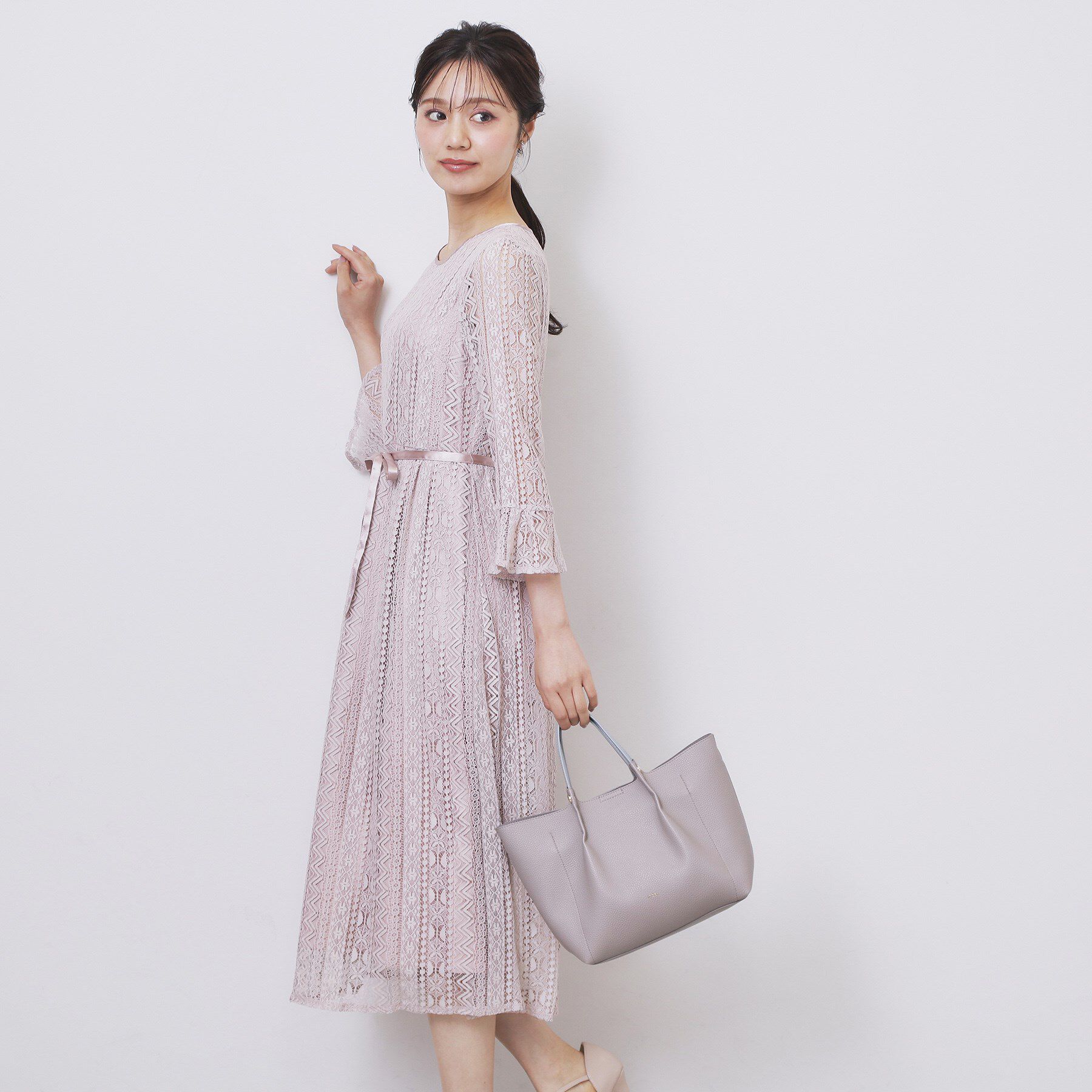 index「幾何ラインレースワンピース【洗濯機OK】」|ワンピース|