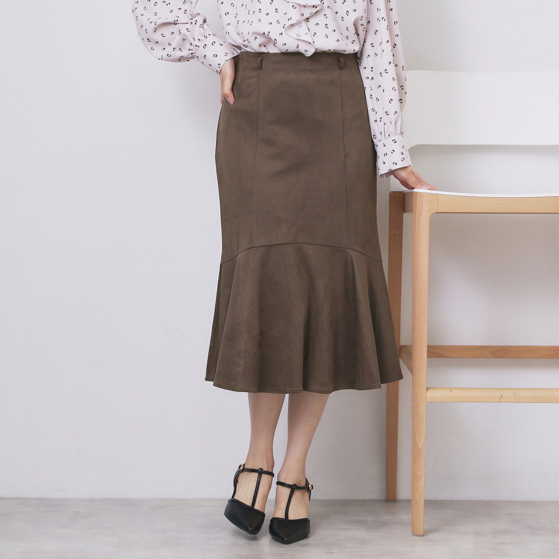 index「フェイクスウェード切り替えマーメイドスカート【洗濯機OK/イージーアイロン/防シワ】」|スカート|