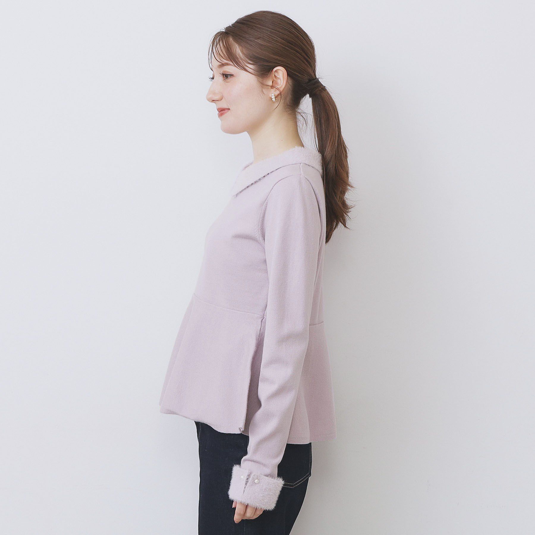 index「フェザードッキングペプラムニット【洗濯機OK】」|ニット・セーター|