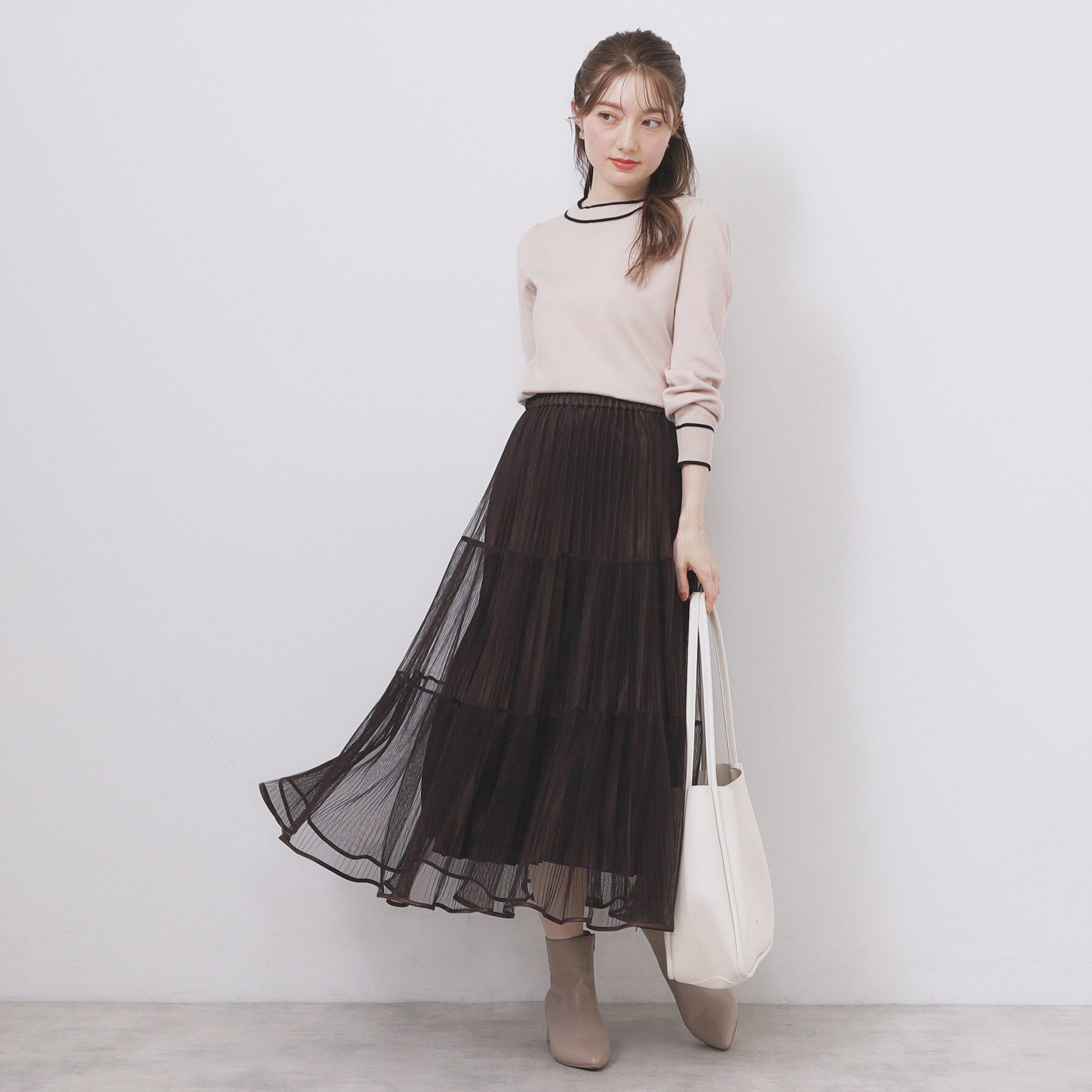 index「サイドリボンバイカラーニット【洗濯機OK】」|ニット・セーター|