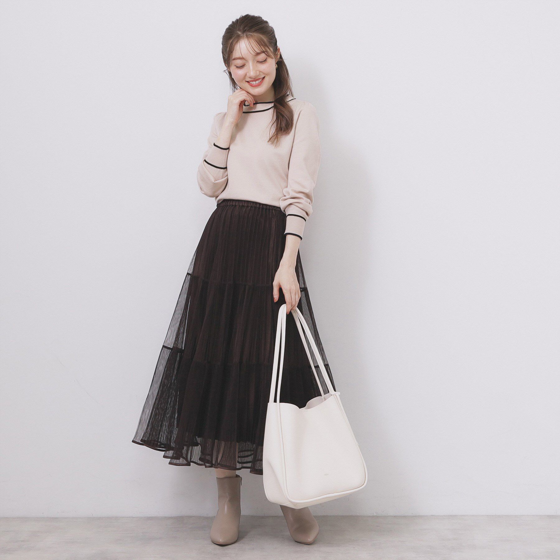 index「サイドリボンバイカラーニット【洗濯機OK】」|ニット・セーター|