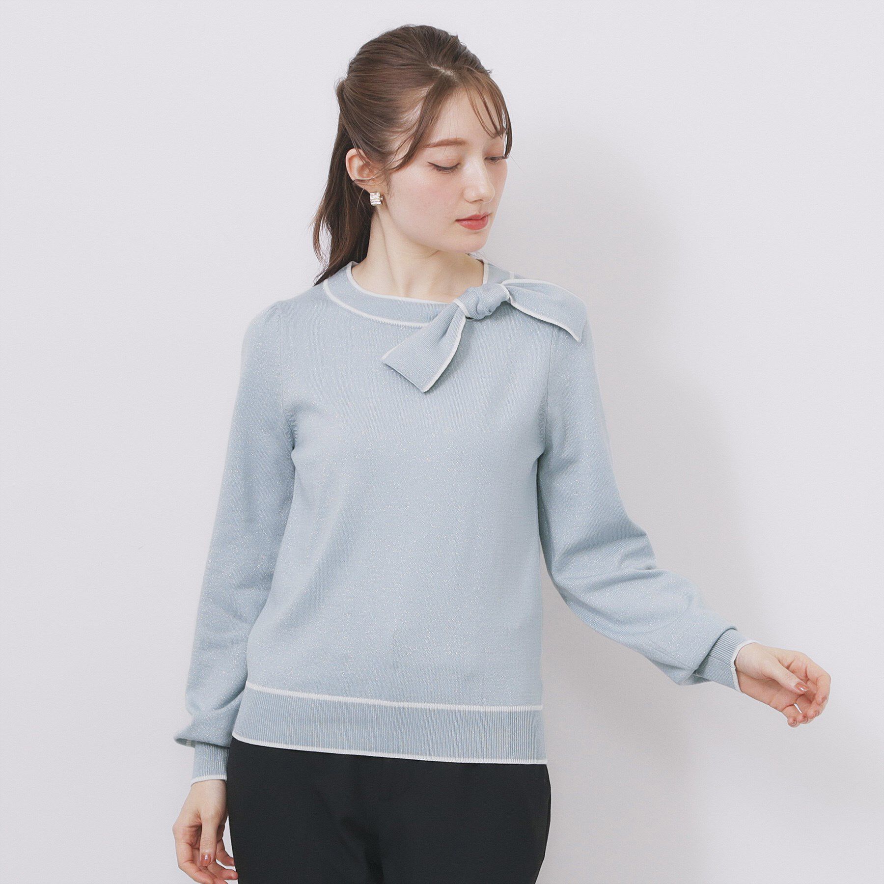 index「サイドリボンバイカラーニット【洗濯機OK】」|ニット・セーター|