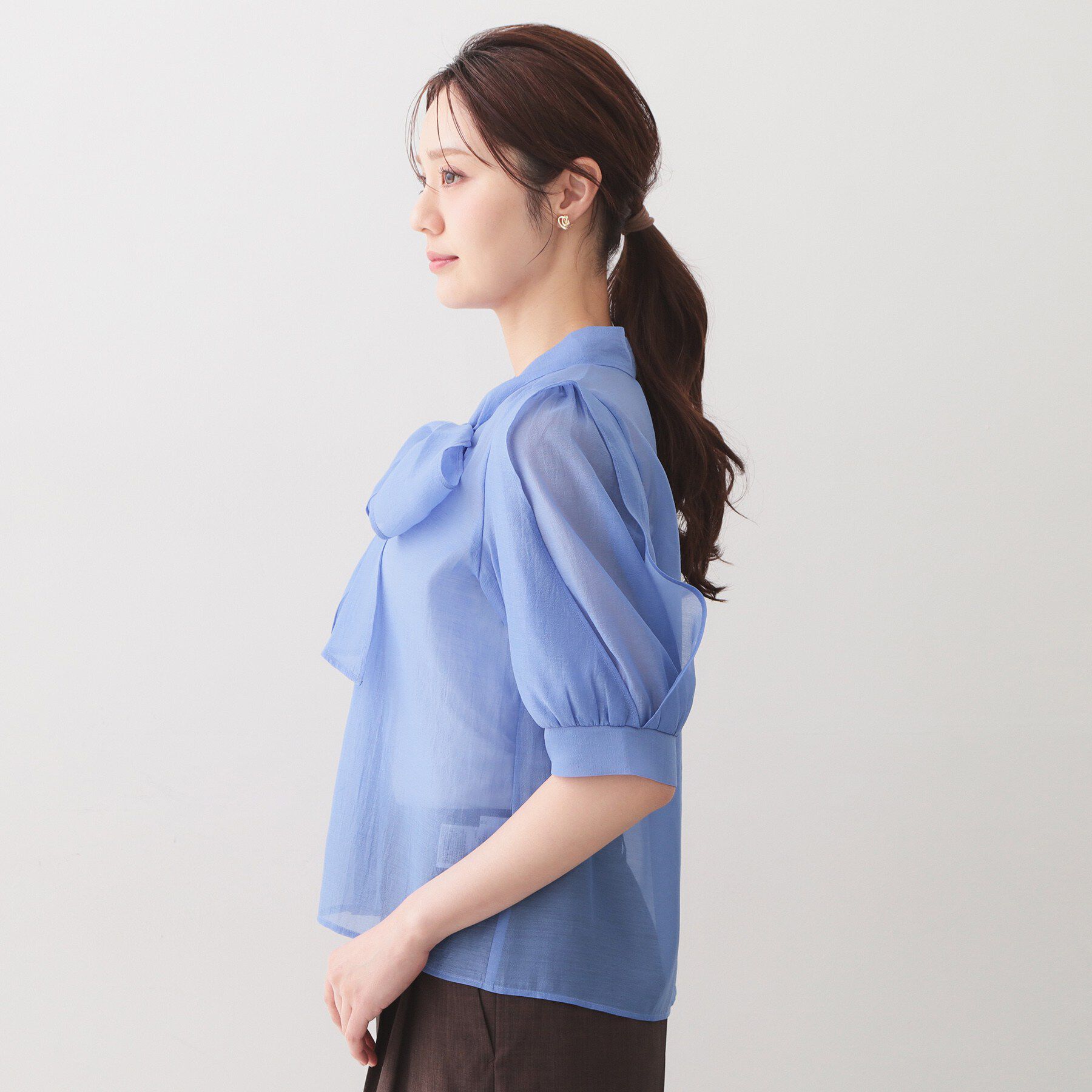 index「オーガンシアーリボンフリルブラウス【洗濯機OK／イージーアイロン】」|シャツ・ブラウス|