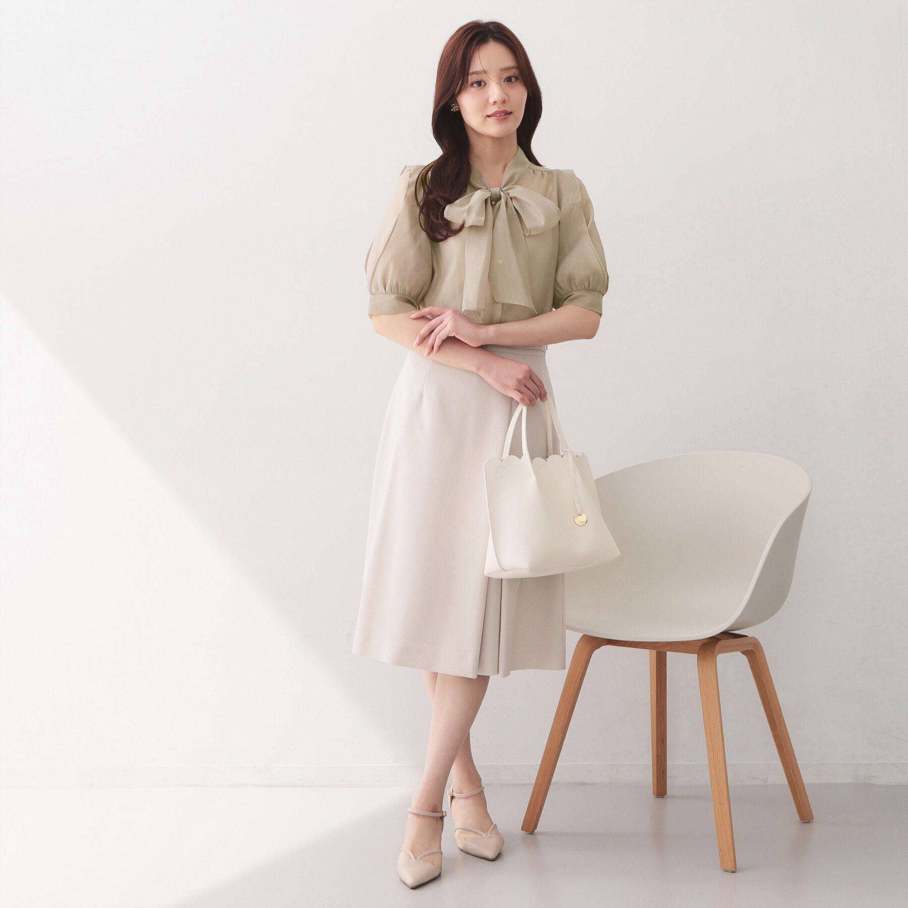 index「オーガンシアーリボンフリルブラウス【洗濯機OK／イージーアイロン】」|シャツ・ブラウス|