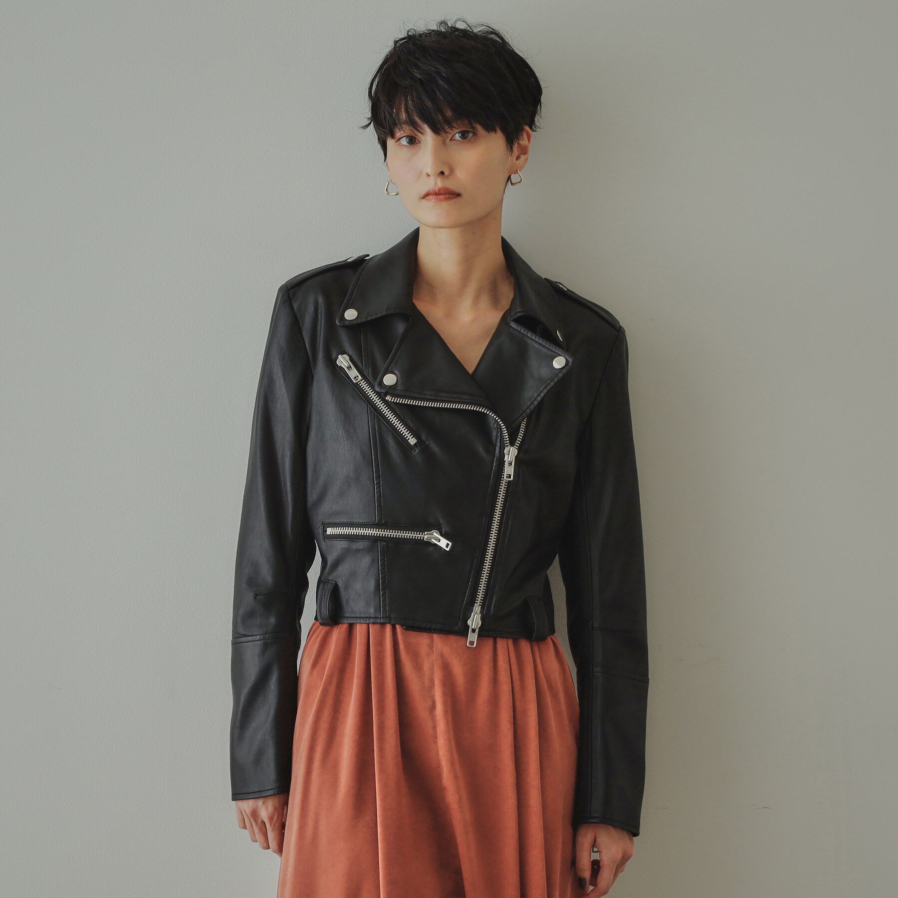 OPAQUE.CLIP「【大草直子さんコラボ】ショート丈ライダースジャケット」|ライダースジャケット|