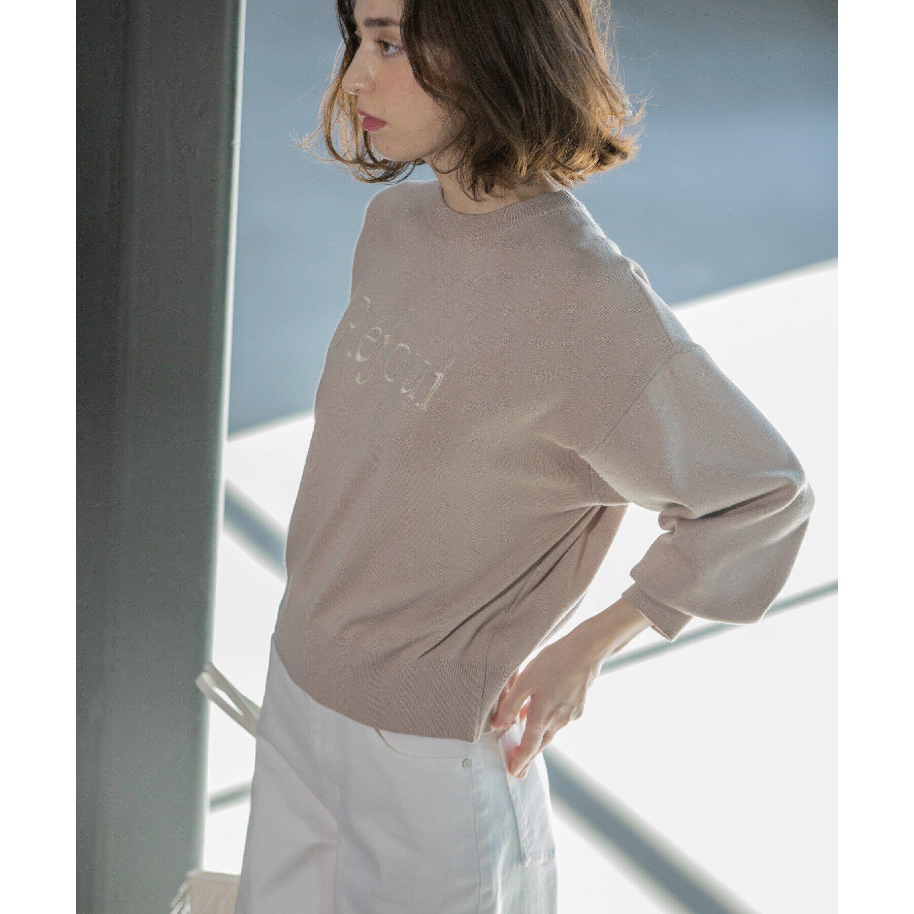 OPAQUE.CLIP「刺繍ロゴニット【洗濯機洗い可】」|ニット・セーター|