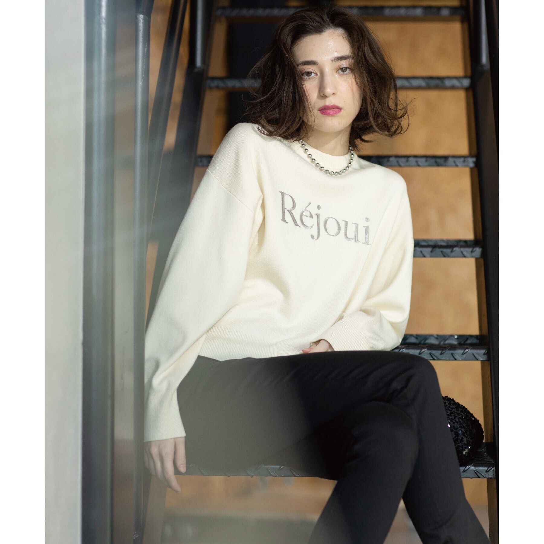 OPAQUE.CLIP「刺繍ロゴニット【洗濯機洗い可】」|ニット・セーター|