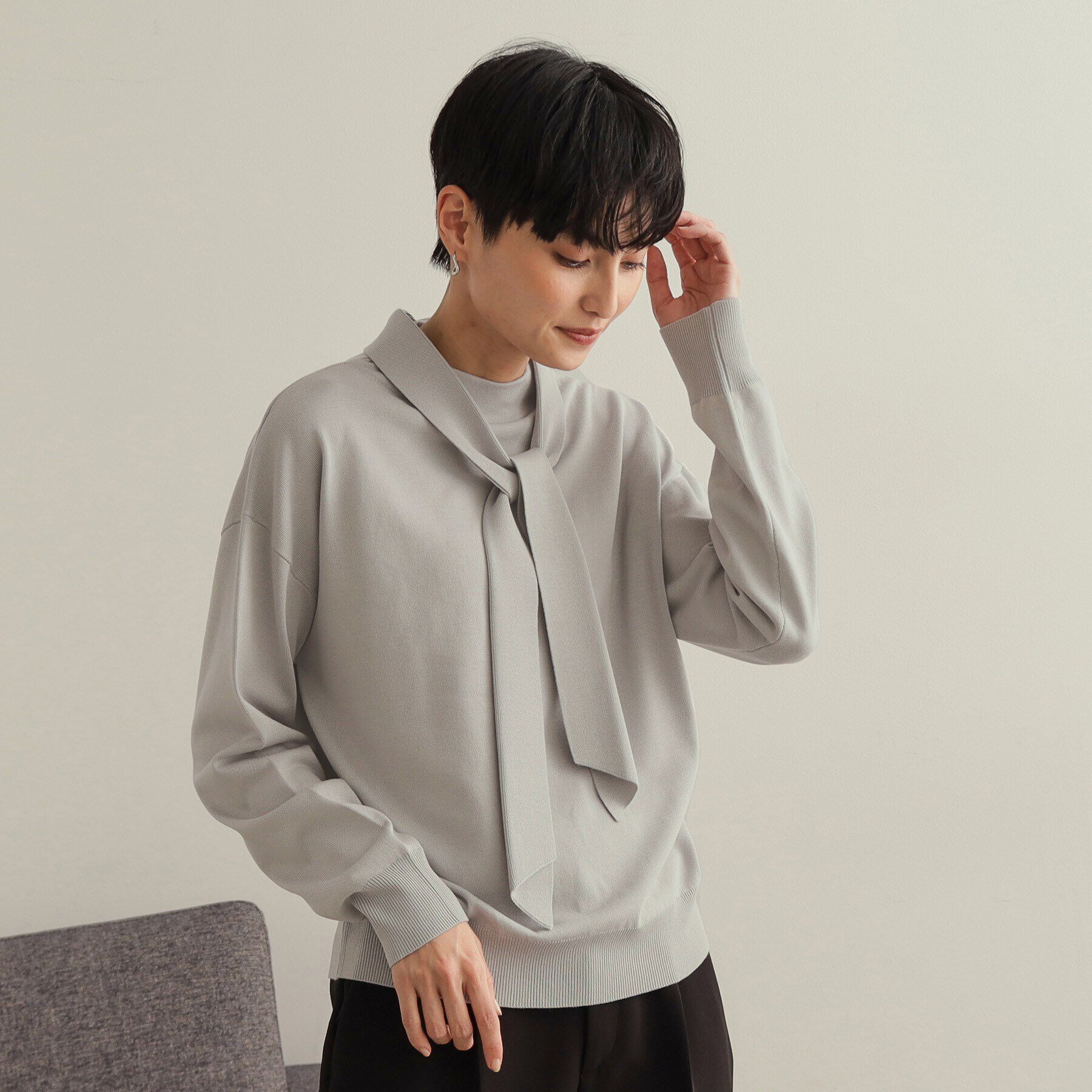 OPAQUE.CLIP「ボウタイニット【洗濯洗い可/抗ピル】」|ニット・セーター|